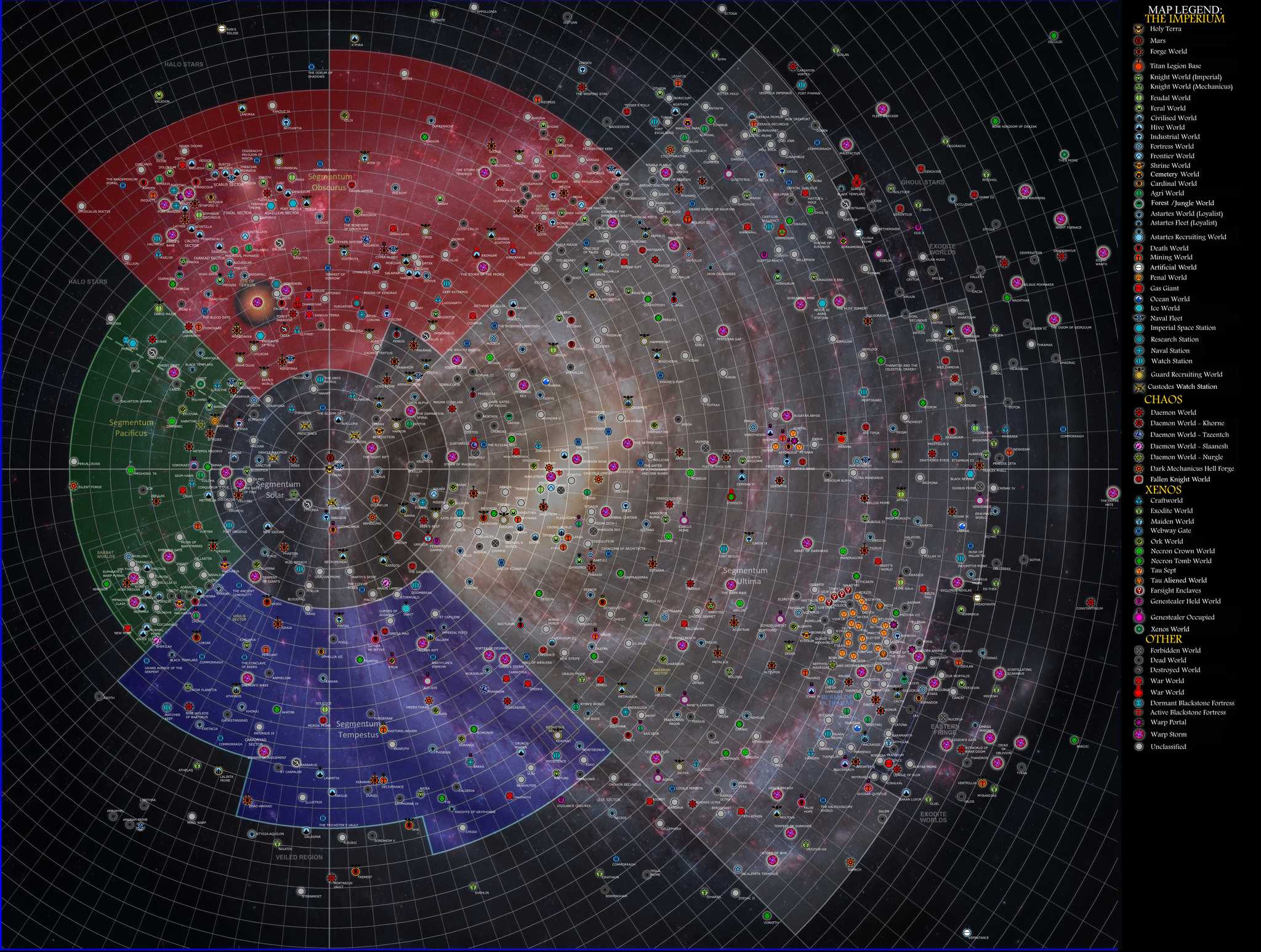 Super high resolution Warhammer 40k galaxy map including planetary classification legend - Cards, Galaxy, Warhammer 40k