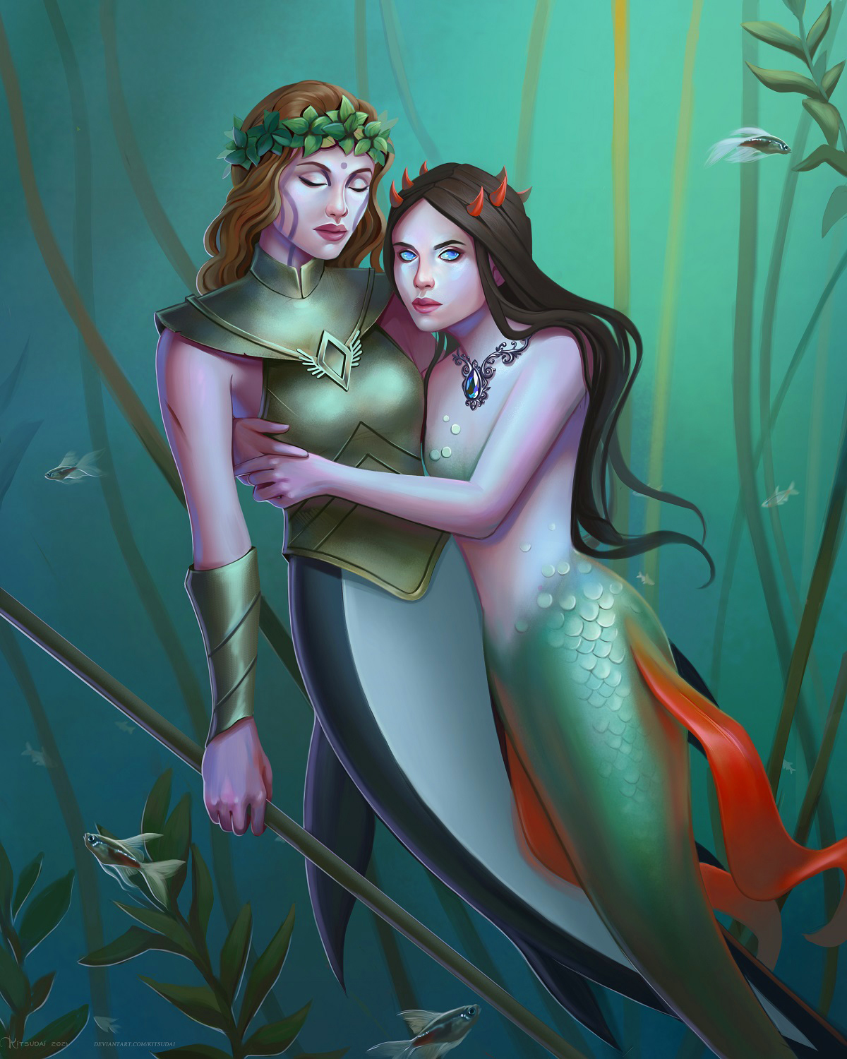 Mermaids - My, Mermaid, Art, Digital drawing, Mermay