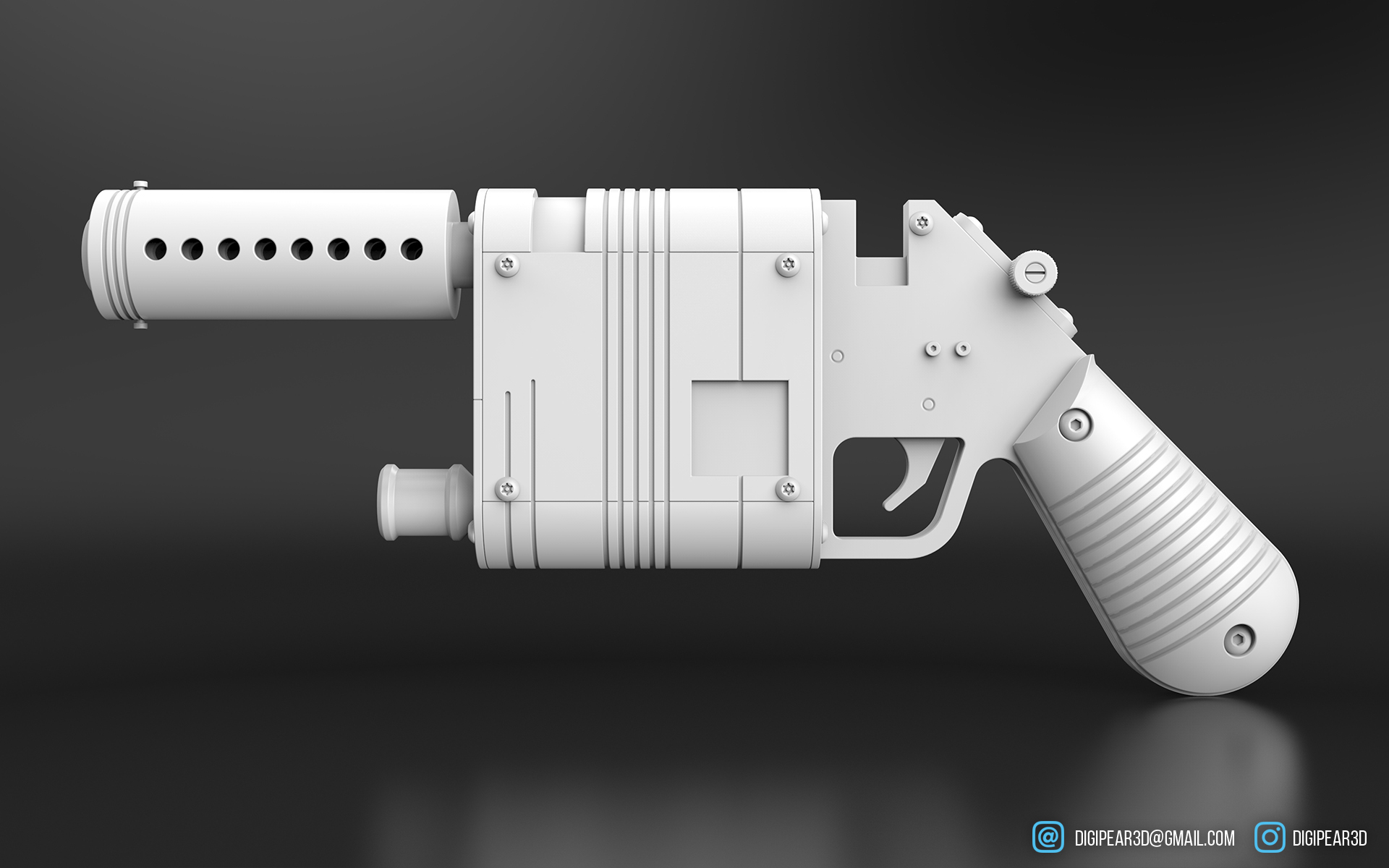 Бластер LPA NN-14 из фильма Звездные войны - Моё, 3D, 3D моделирование, 3D печать, 3D графика, Star Wars, Бластер, Пистолеты, Хан Соло, Звездные войны VII: Пробуждение силы, Огнестрельное оружие, Длиннопост