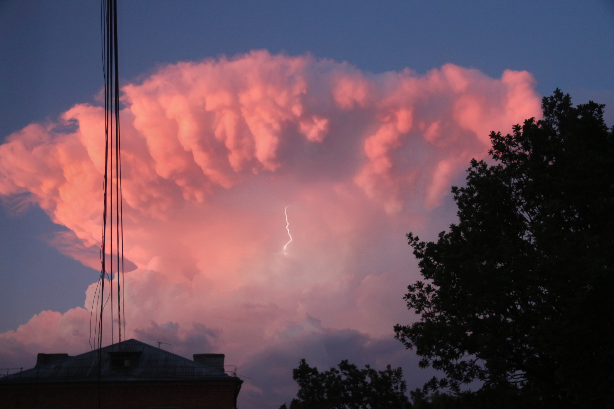 Hunting for lightning - My, Lightning, The clouds, Sunset, Element, The photo, Lucky moment