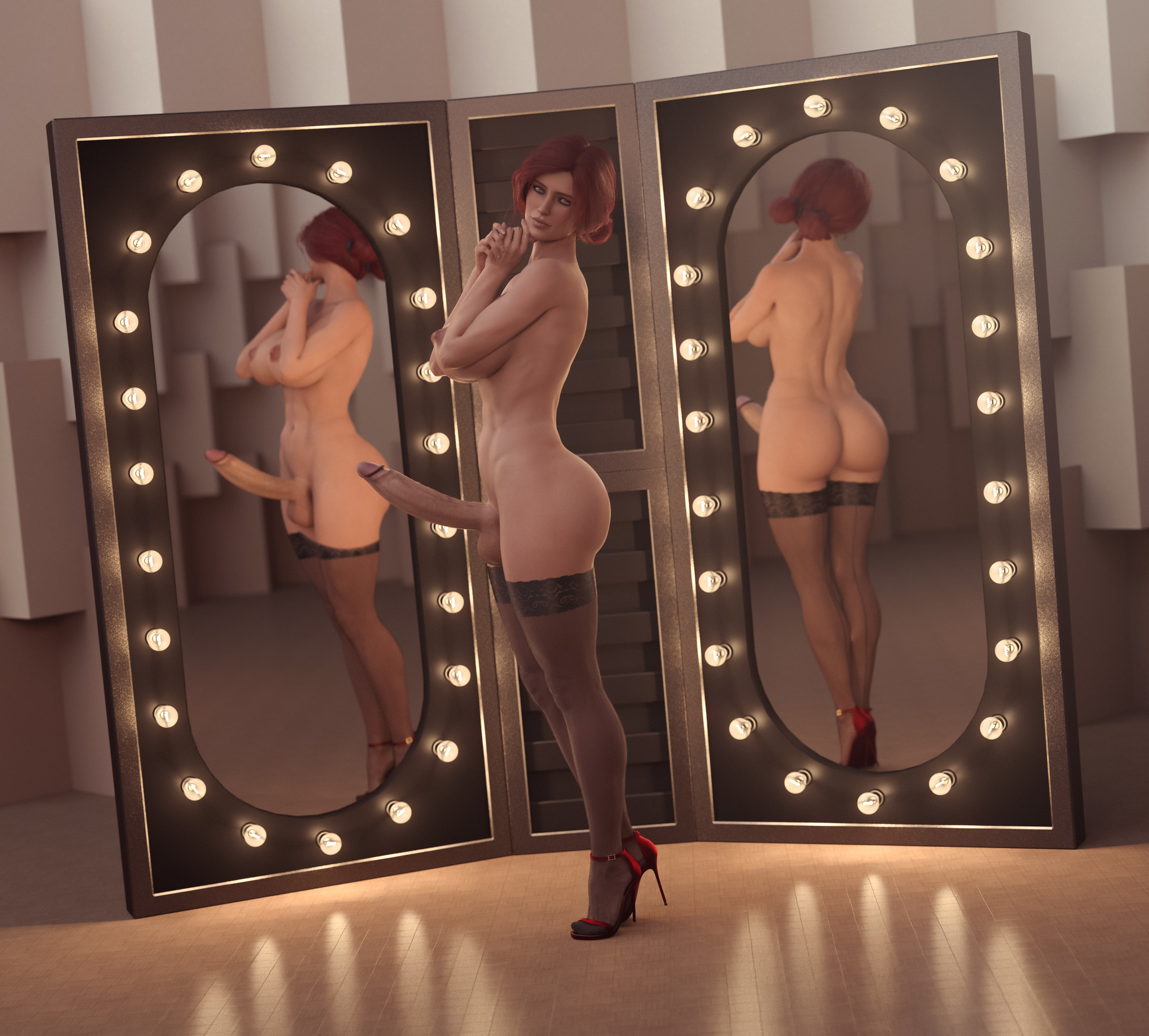 Triss Merigold - NSFW, Stevencarson, Futanari, Futa art, Big dick futa, Triss Merigold, Witcher, The Witcher 3: Wild Hunt, Erotic, Hand-drawn erotica, Longpost