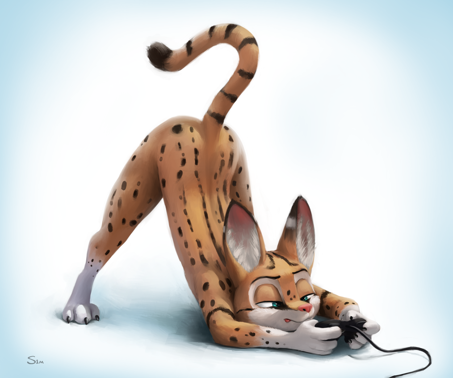 Gamer cat - NSFW, Furry, Art, Anthro, Serval, S1m, Jackochallenge