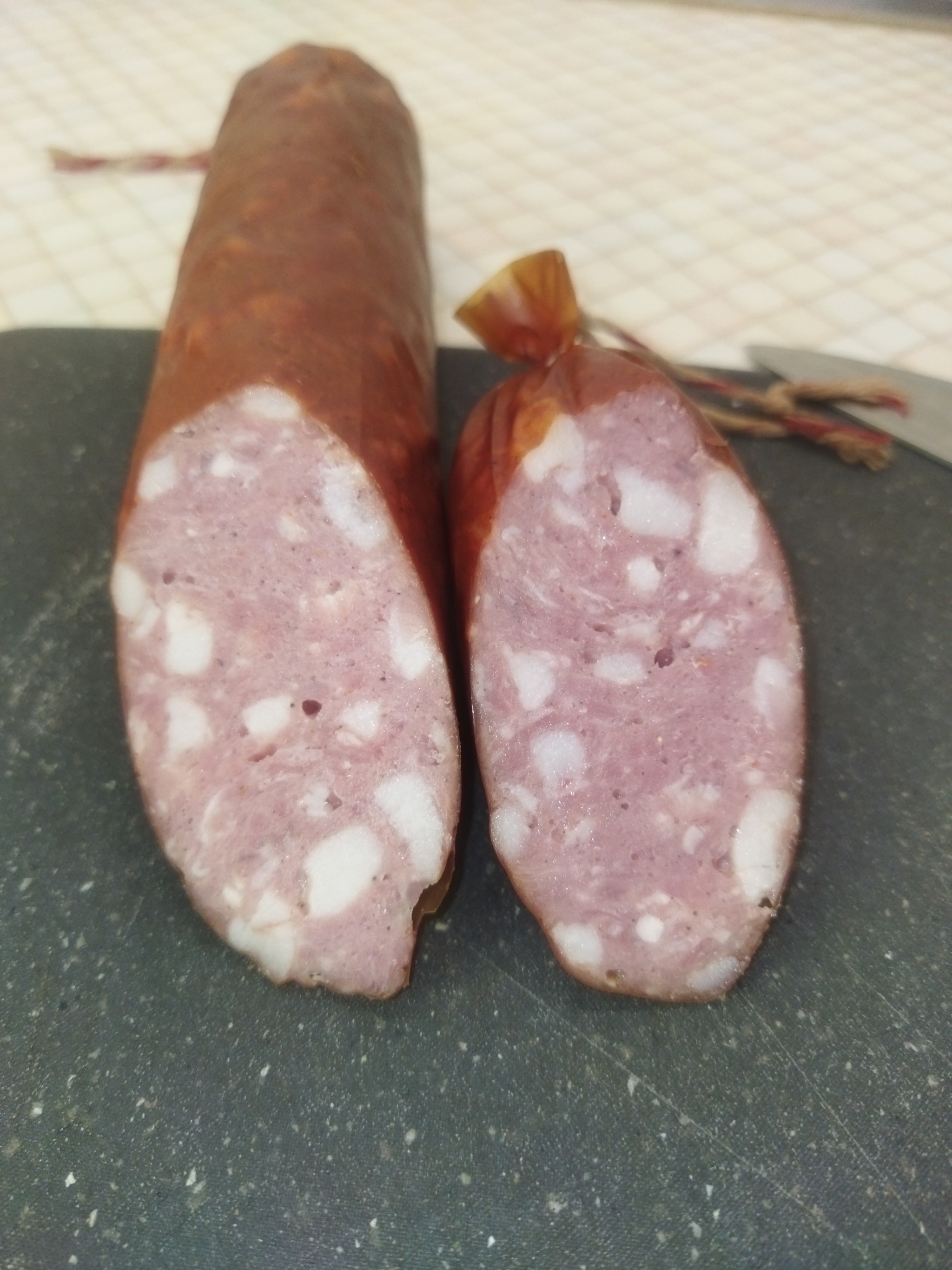 Sausage Krakow non-canonical... - My, Homemade sausage, Krakow sausage, Recipe, Slicing, Video, Longpost