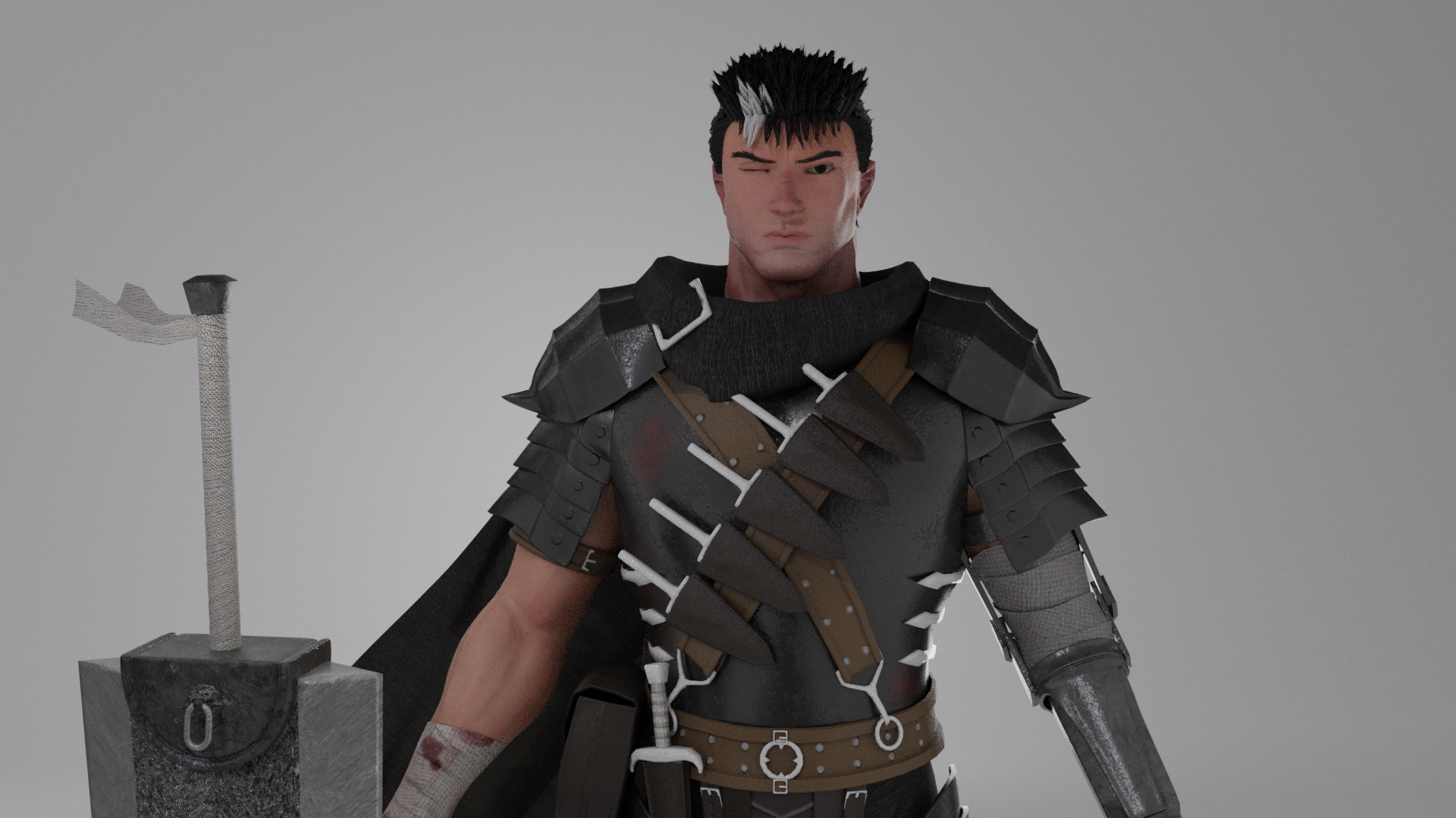 Berserk in Blender - My, Berserk, Blender, 3D, 3D modeling, Longpost, Graphics, Characters (edit), Anime, Manga, Kentaro Miura, Video