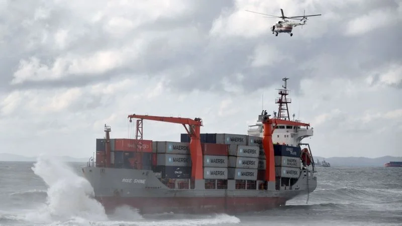 A large container ship ran aground off the coast of Primorye - Sea, Container, Shallow