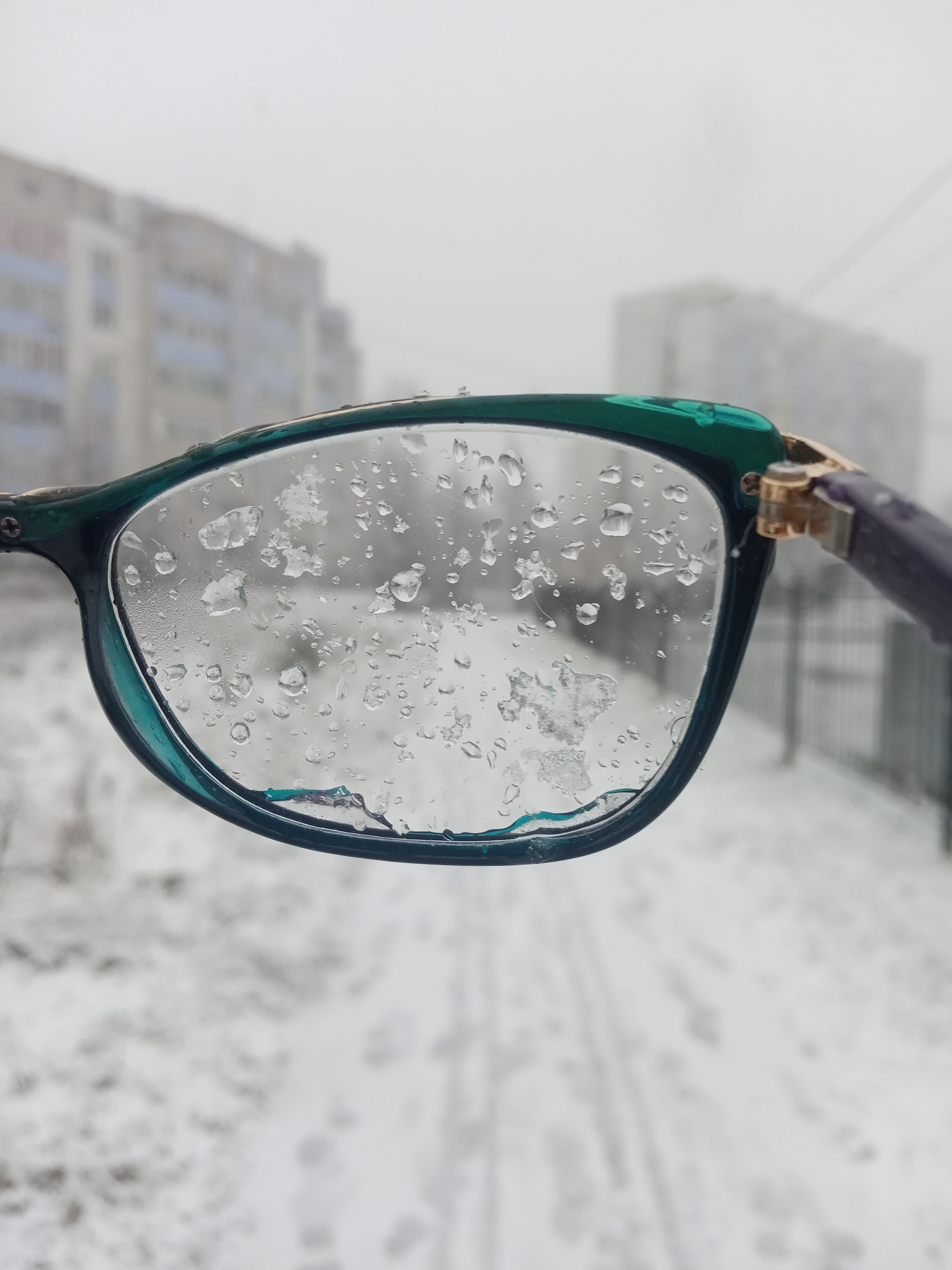 First snow - My, First snow, Glasses, Bespectacled, Humor, Photo on sneaker, Longpost