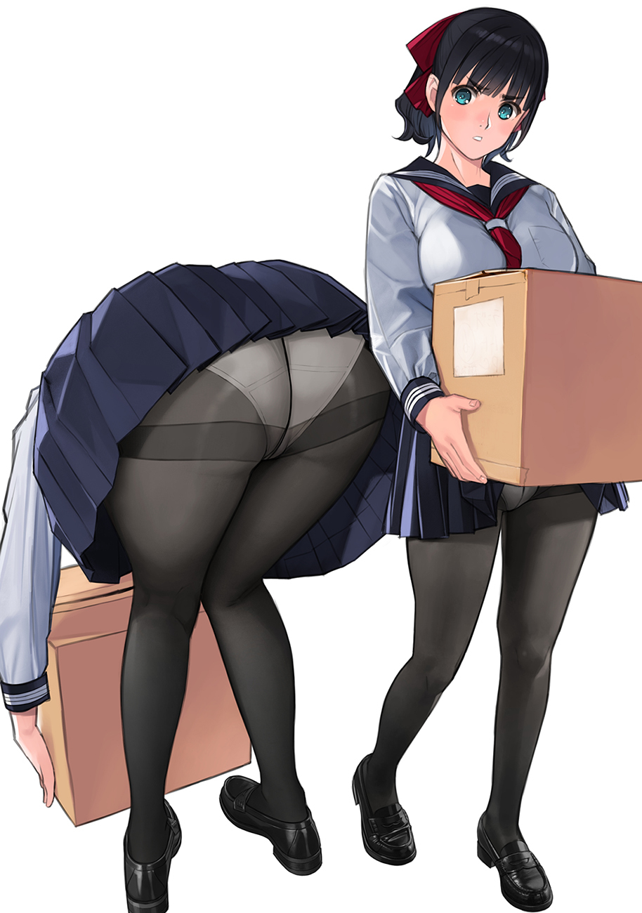 Anime Young Lady - NSFW, Art, Anime art, Anime original, Girls, Erotic, Hand-drawn erotica, Underwear, Tights, Boobs, Booty, Pantsu, Bent over, Doggy style, On the knees, Back view, Upskirt, Squat, Original character, Longpost