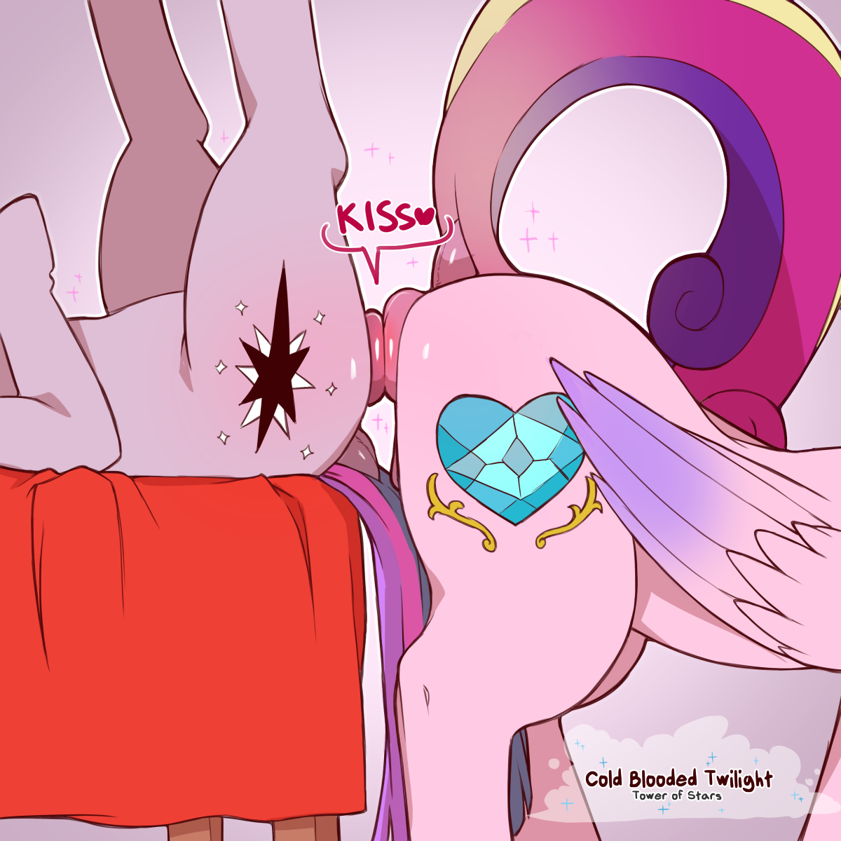 Kiss! - NSFW, My little pony, PonyArt, MLP Explicit, MLP anatomically correct, Twilight sparkle, Cbtwi, Princess cadance, MLP Lesbian, Shipping