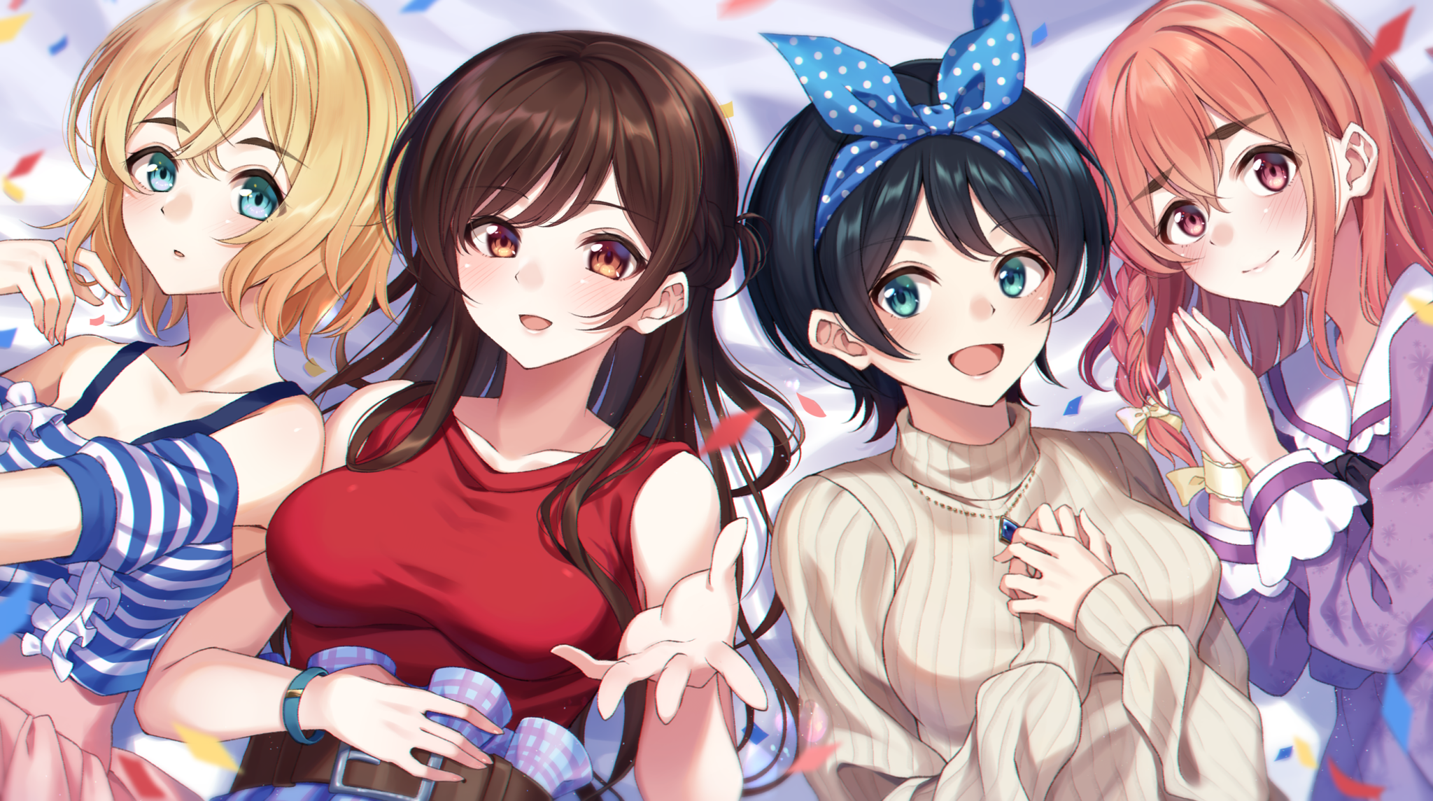 Girls for an hour - Anime art, Anime, Chizuru Ichinose, Nanami Mami, Sarashina Ruka, Sakurasawa Sumi, Kanojo okarishimasu