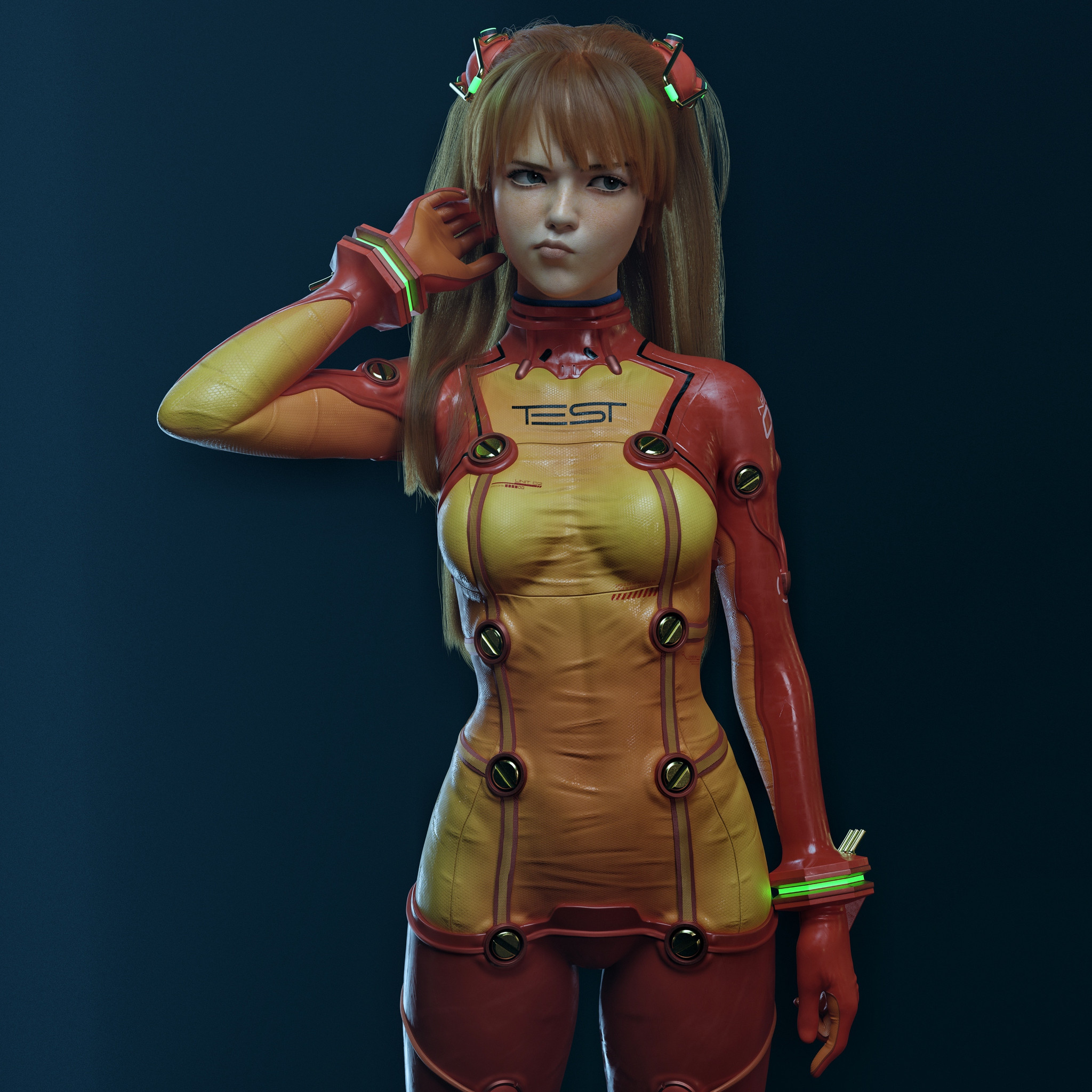 Lou LL - Artstation, Art, 3D, Longpost, Anime, Evangelion, Asuka langley