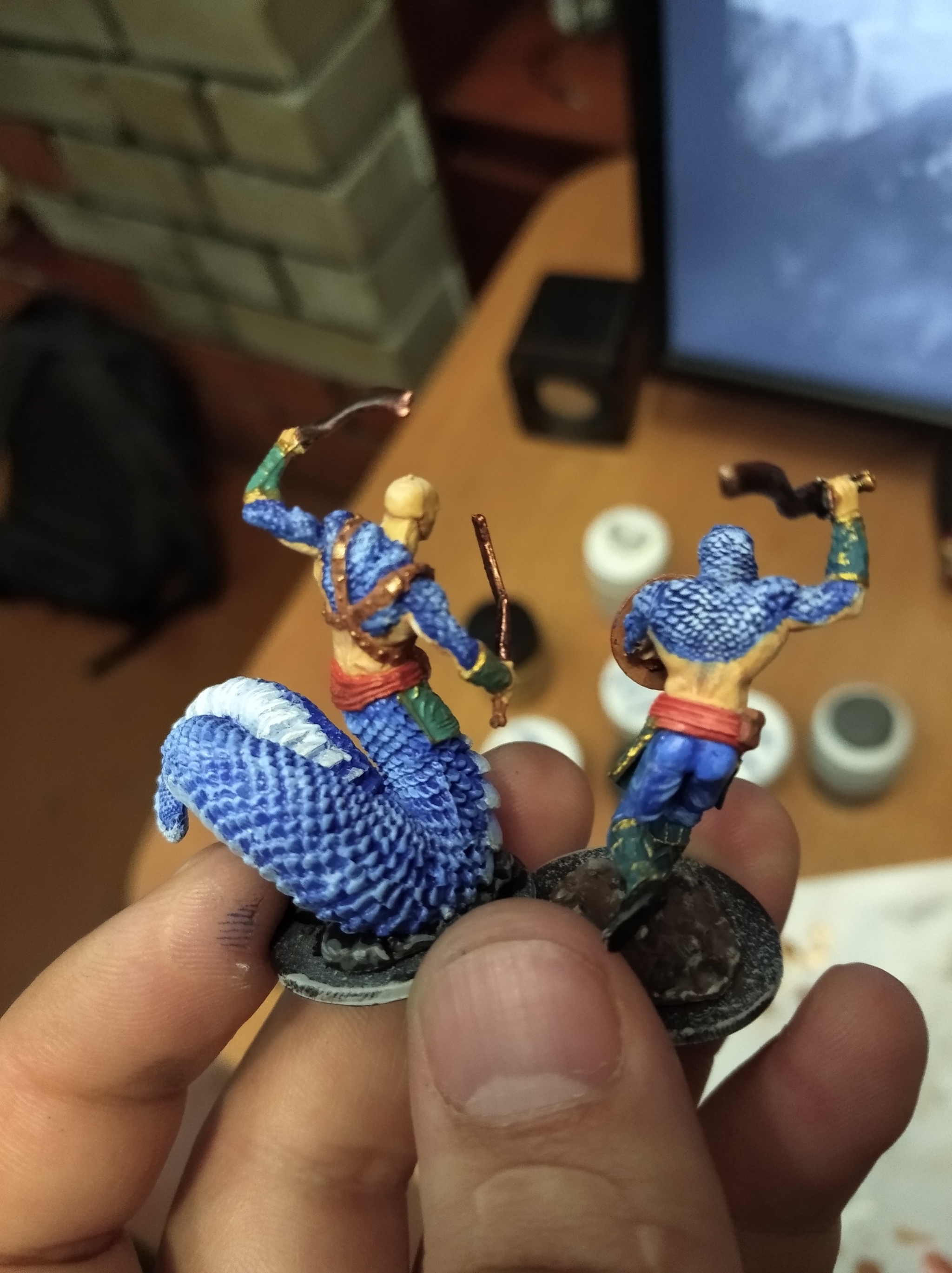 My experiments in painting yuan-ti - My, Painting, Painting miniatures, Dungeons & dragons, Tabletop role-playing games, Longpost