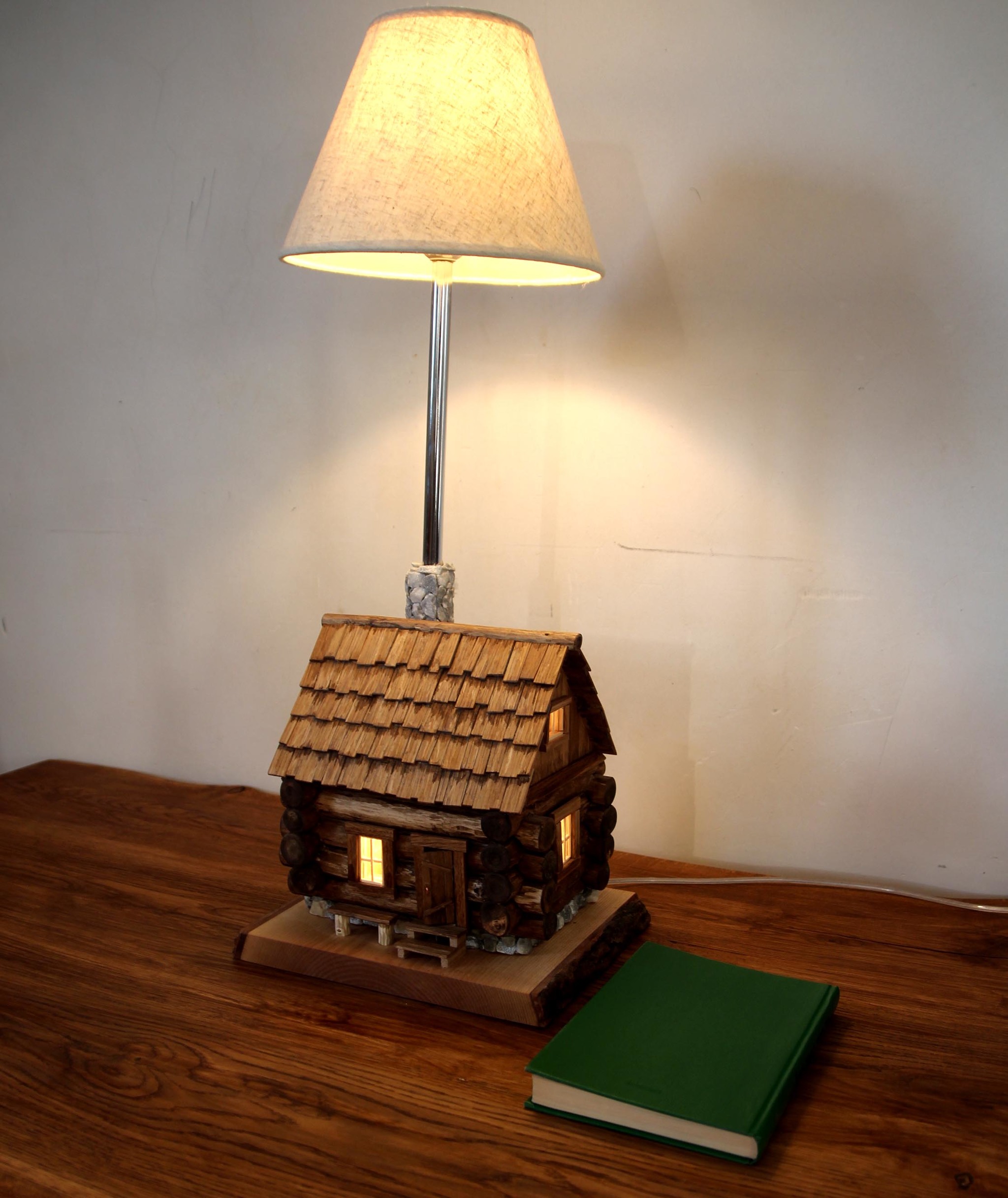 Table lamp with nightlight and USB charger. - My, Carpenter, With your own hands, Wood products, Лампа, Hut, Needlework with process, Longpost