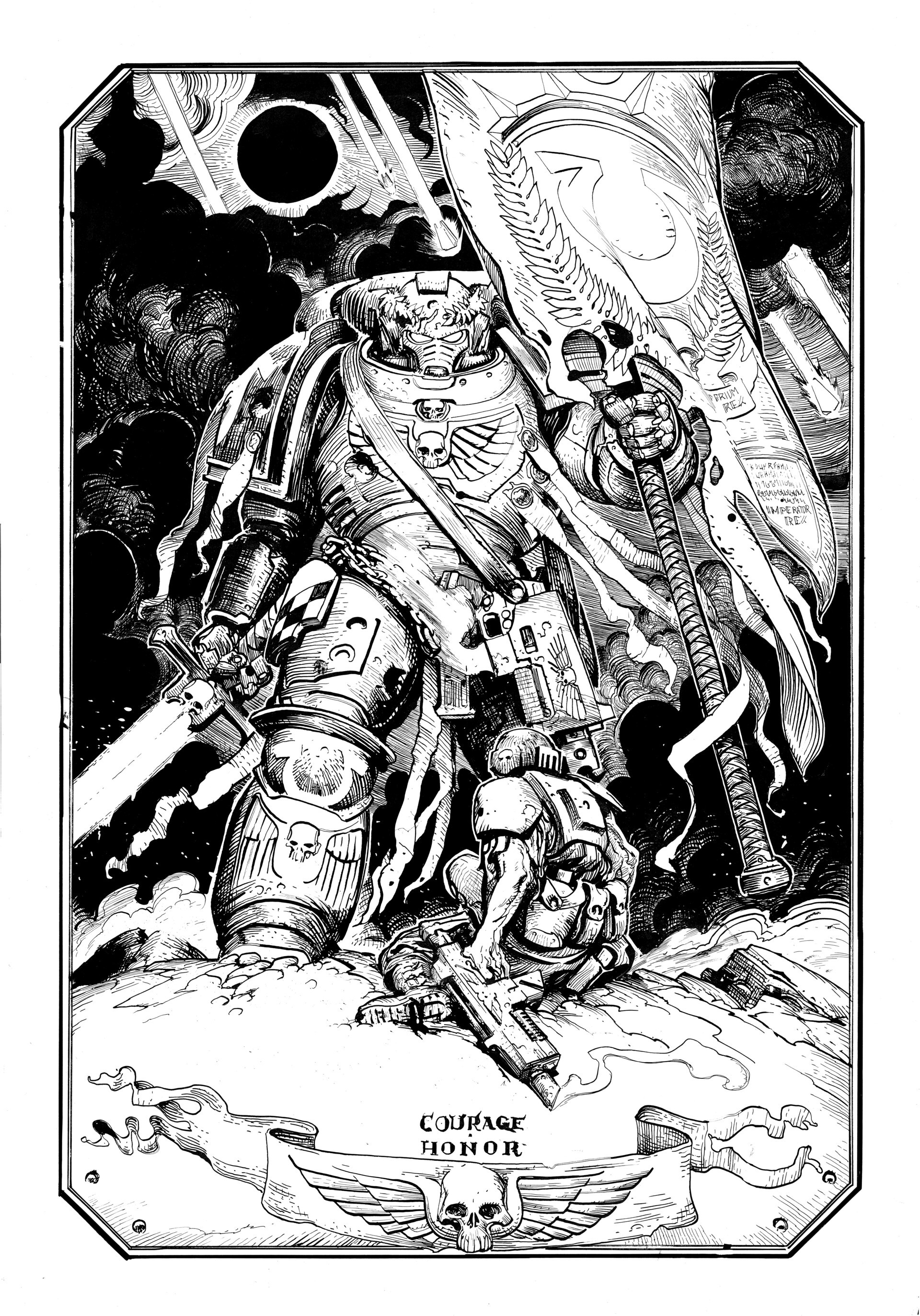 Iron Warrior, Ultramarine & Titanicus by Ronan Toulhoat - Warhammer 40k, Wh Art, Adeptus Astartes, Ultramarines, Chaos Space marines, Iron Warriors, Длиннопост, Astra Militarum, Legio Titanicus