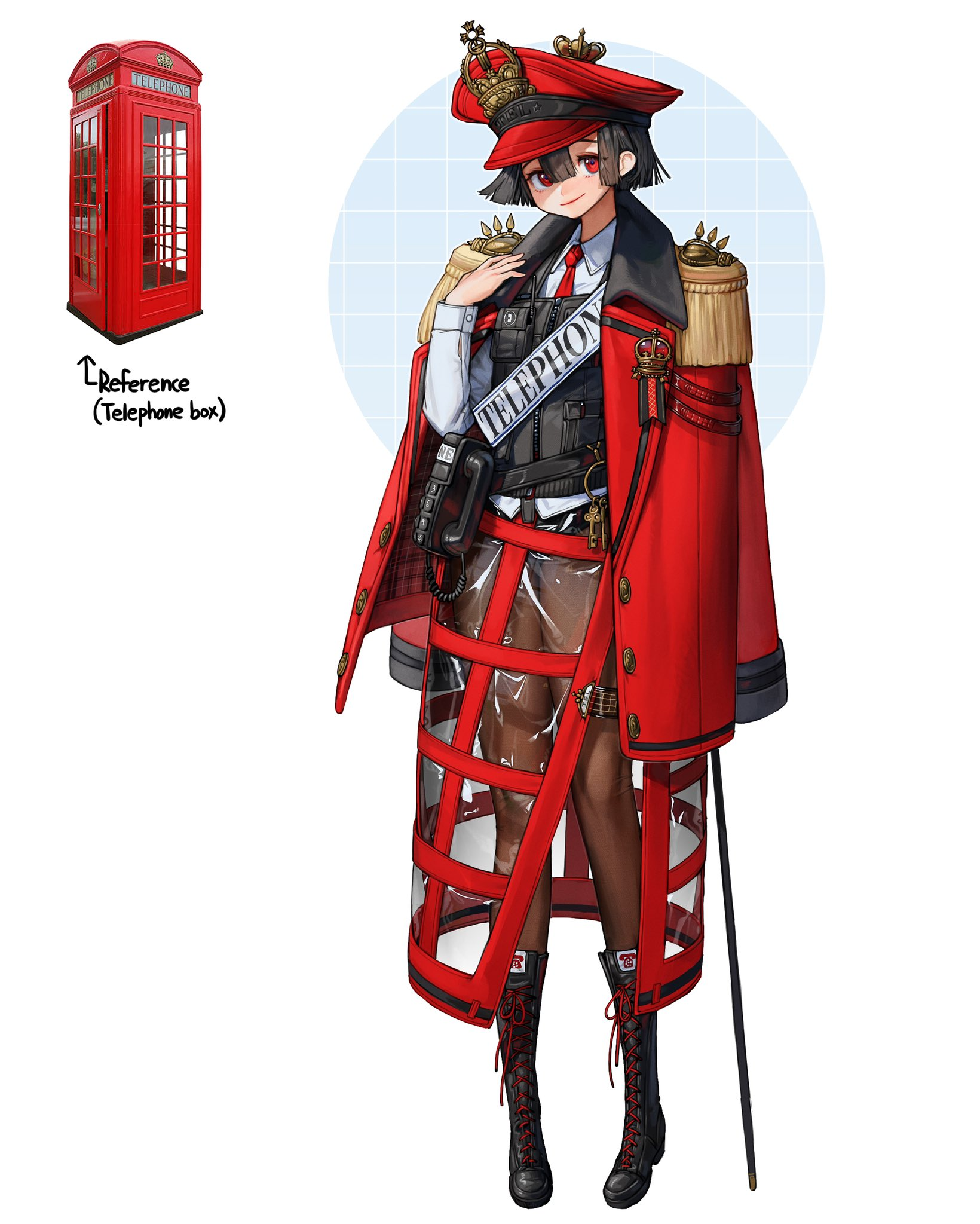 Telephone box - Anime, Anime art, Anime original, Art, Girls, Phone station, Humanization