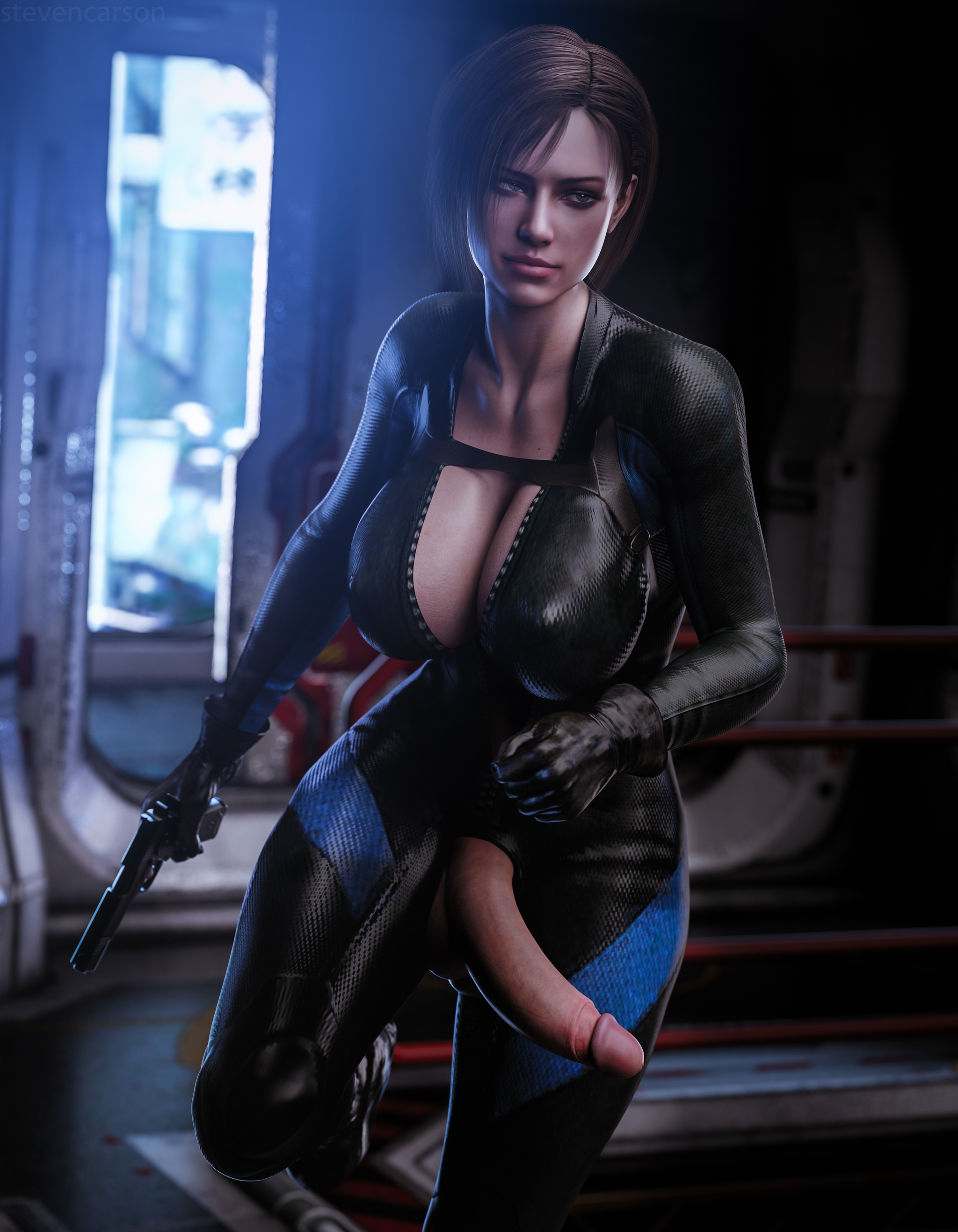 Jill valentine - NSFW, Its a trap!, Futanari, Futa art, Big dick futa, Jill valentine, Resident evil, Stevencarson, Longpost