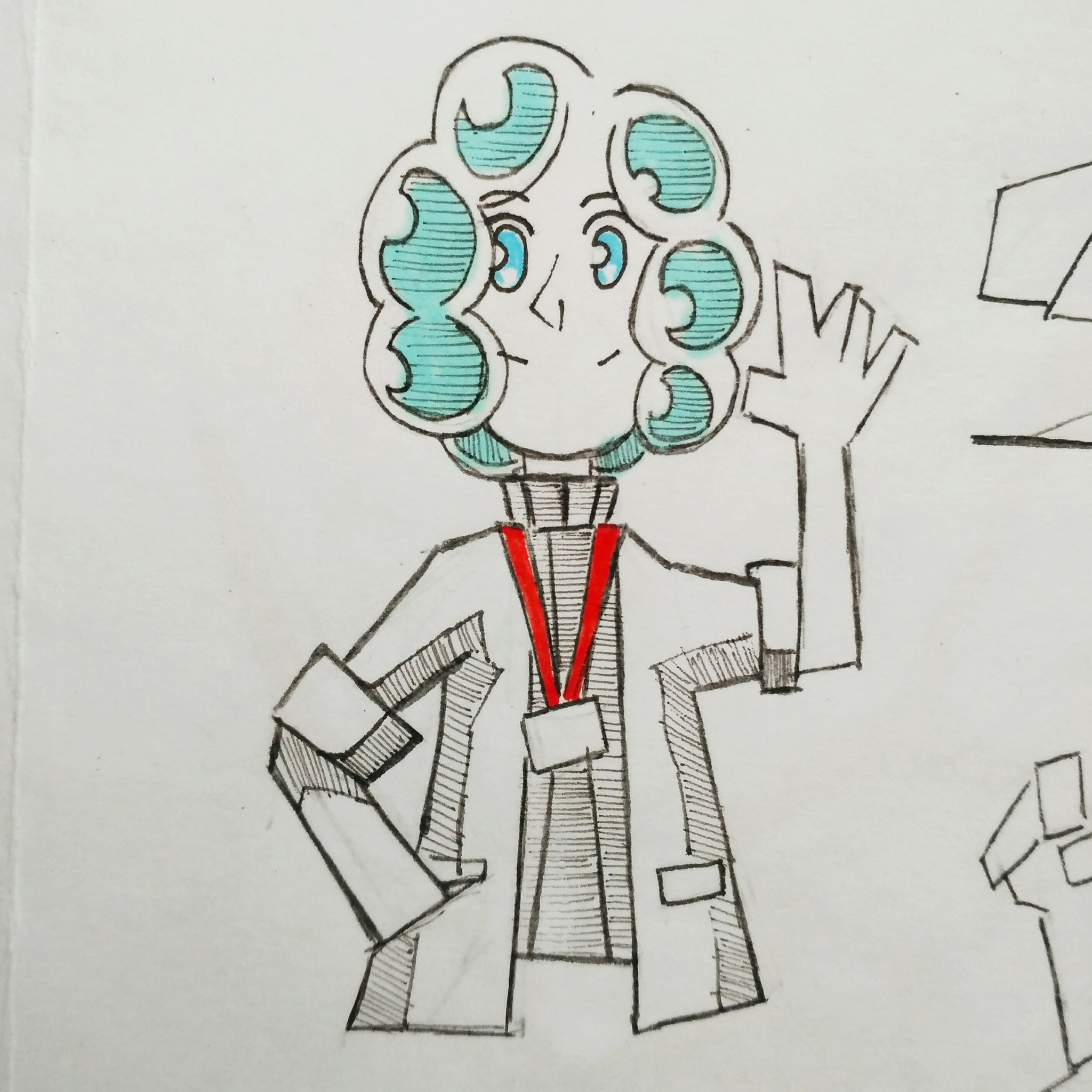 Marina! - My, Original character, Blue, Scientists, Traditional art, Beginner artist, Art, Longpost