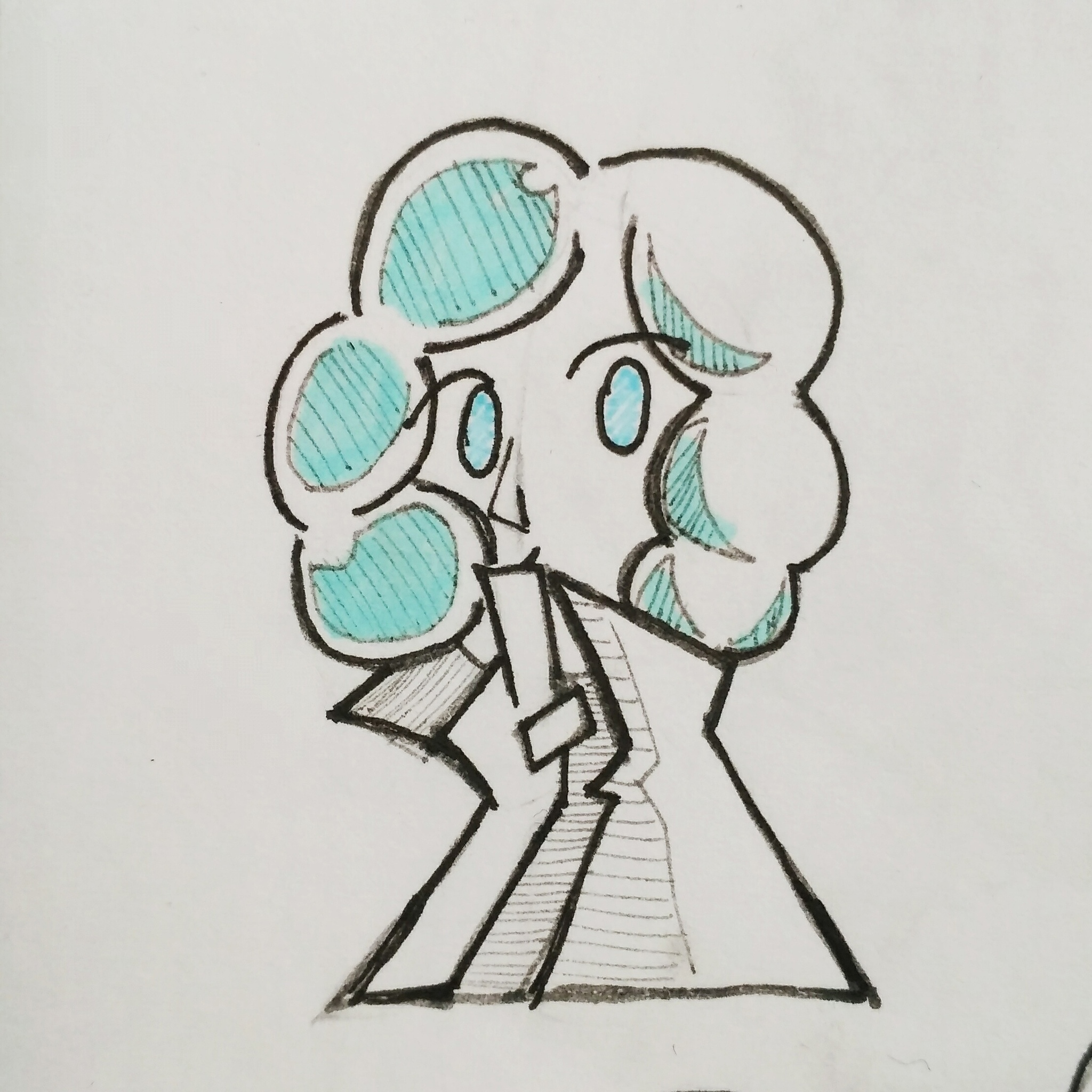 Marina! - My, Original character, Blue, Scientists, Traditional art, Beginner artist, Art, Longpost