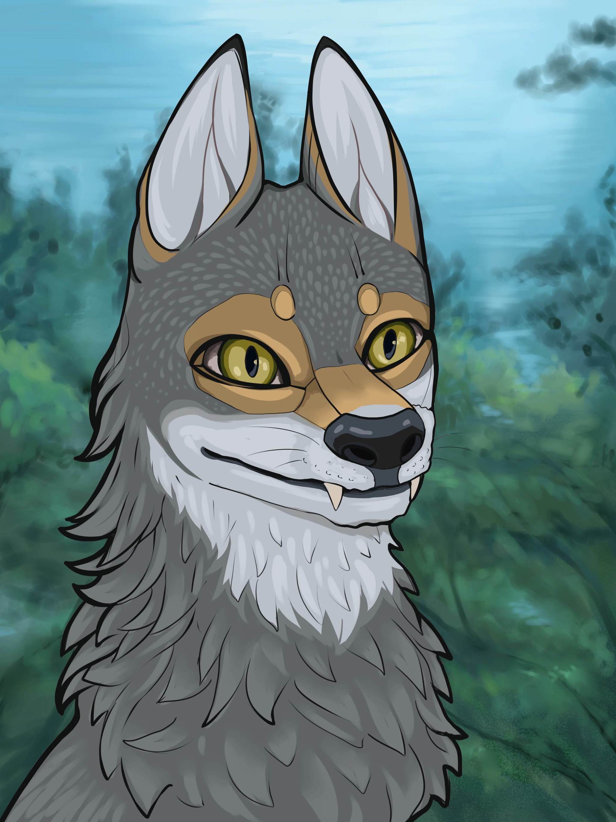 Bratish (forest blockhead) - My, Wolf, Forest, Art, Graphics, Bellumbra