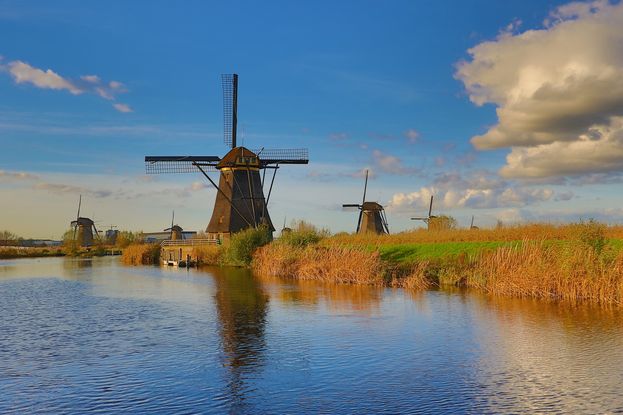 Kinderdijk - My, Kinderdijk, Netherlands (Holland), The photo, Windmill, River, Nature