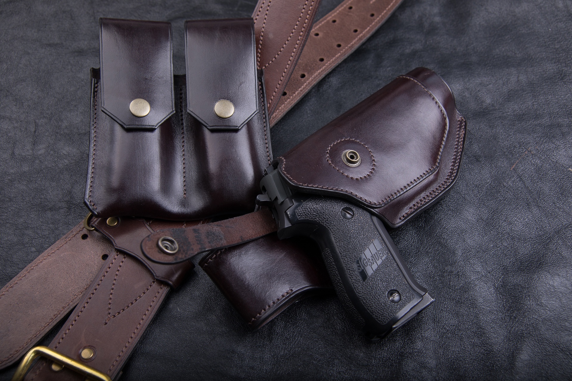 Sig Sauer P226 holster redesign - My, , Holster, Needlework without process, Natural leather, Longpost