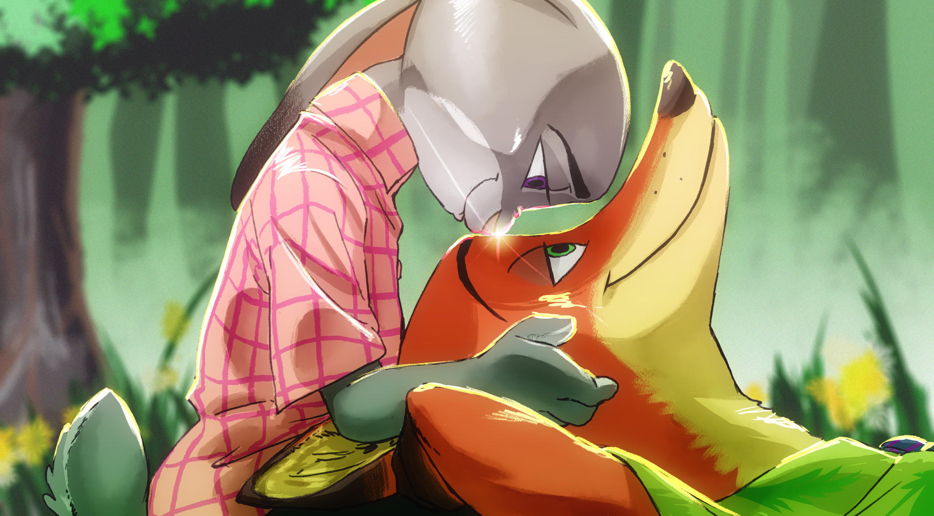 I can't take my eyes off you - Zootopia, Zigrock001, Nick and Judy, Nick wilde, Judy hopps, Romance, Art, Furry