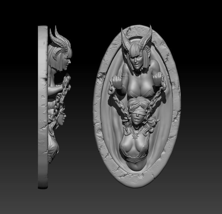 New magnet - My, Zbrush, 3D, 3D modeling, 3D печать, 3D printer, Girls, Angel, Demon