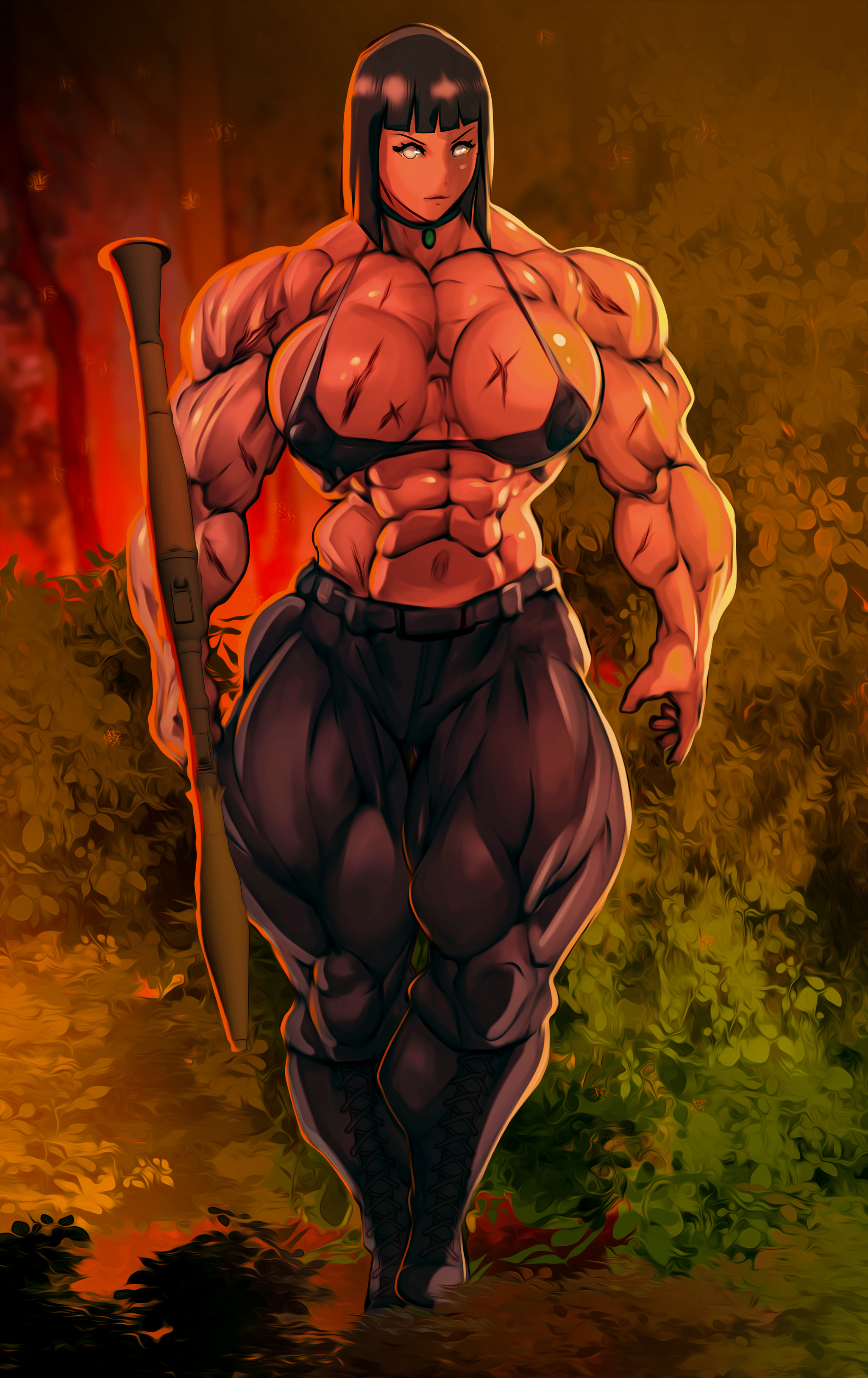 Hinata Rambo - B9tribeca, Muscleart, Strong girl, Sleep-Sleep, Extreme muscles, Hinata hyuga, Naruto, Anime, Art, Anime art, Body-building, Bodybuilders, Warrior