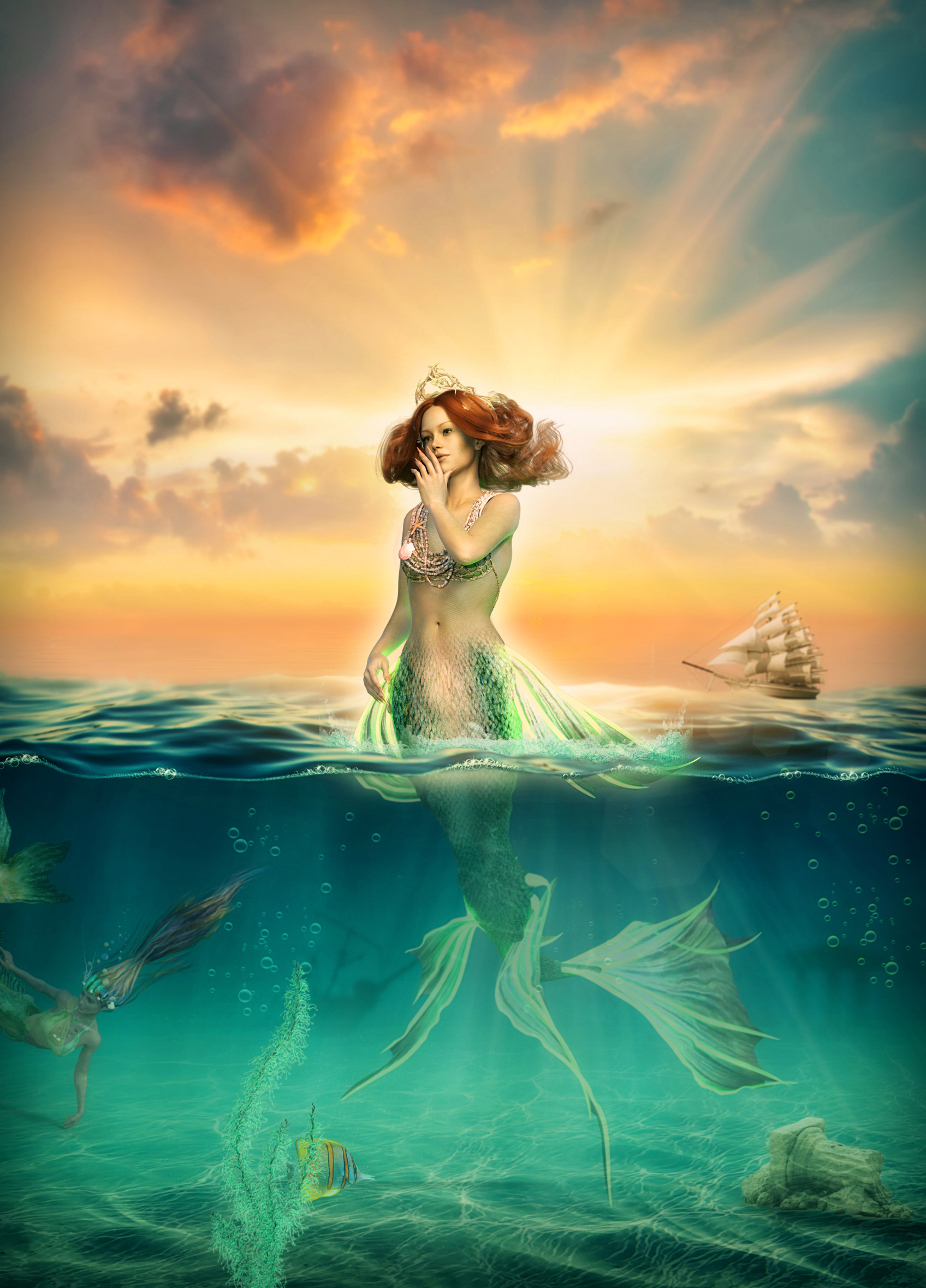 Mermaids - My, Photoshop, Collage, Characters (edit), Longpost