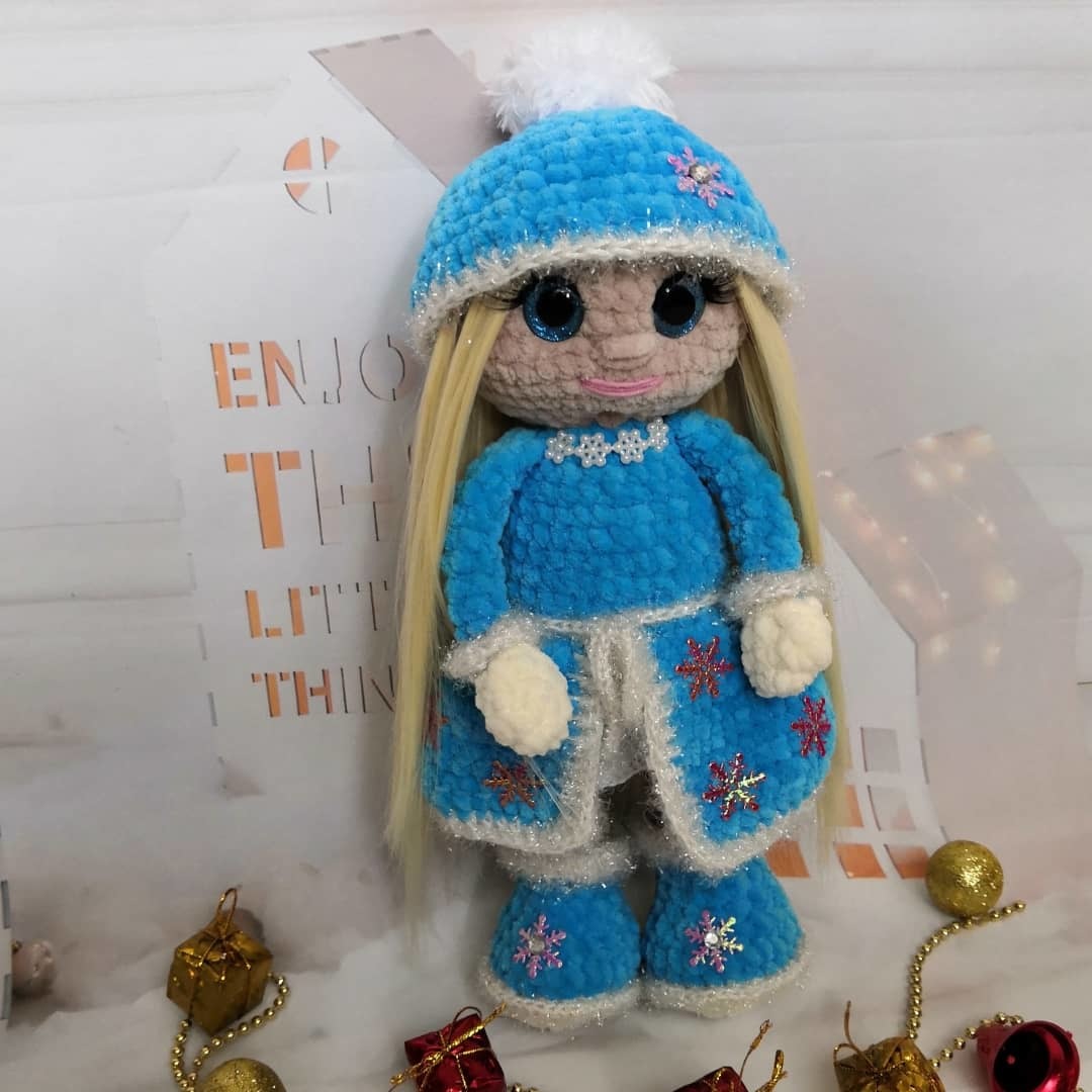 Crochet Snow Maiden - My, Snow Maiden, Crochet, Plush Toys, Knitting, Presents, Magic, New Year, Longpost