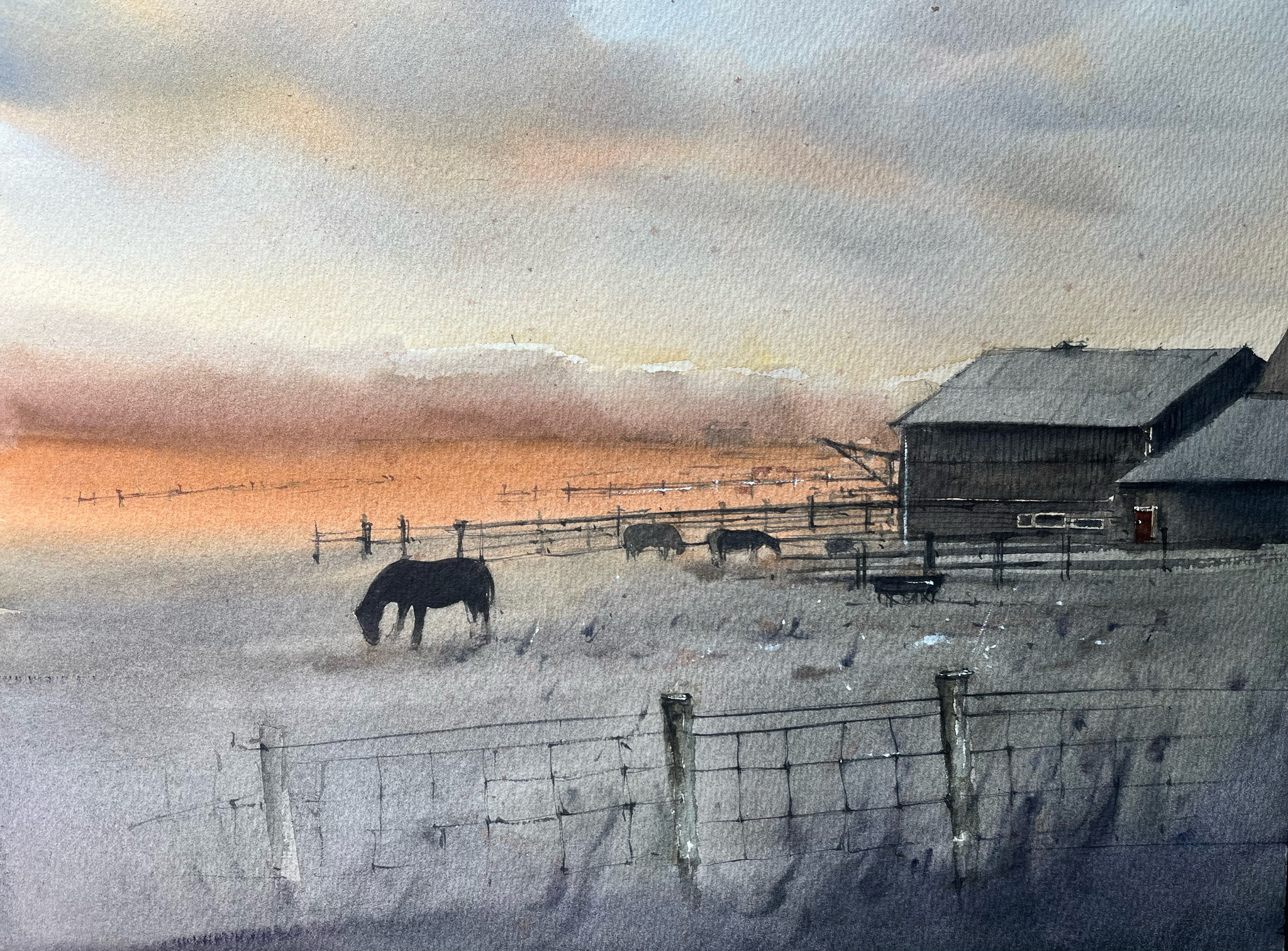 Morning in the village. - My, Watercolor, Artist, Drawing