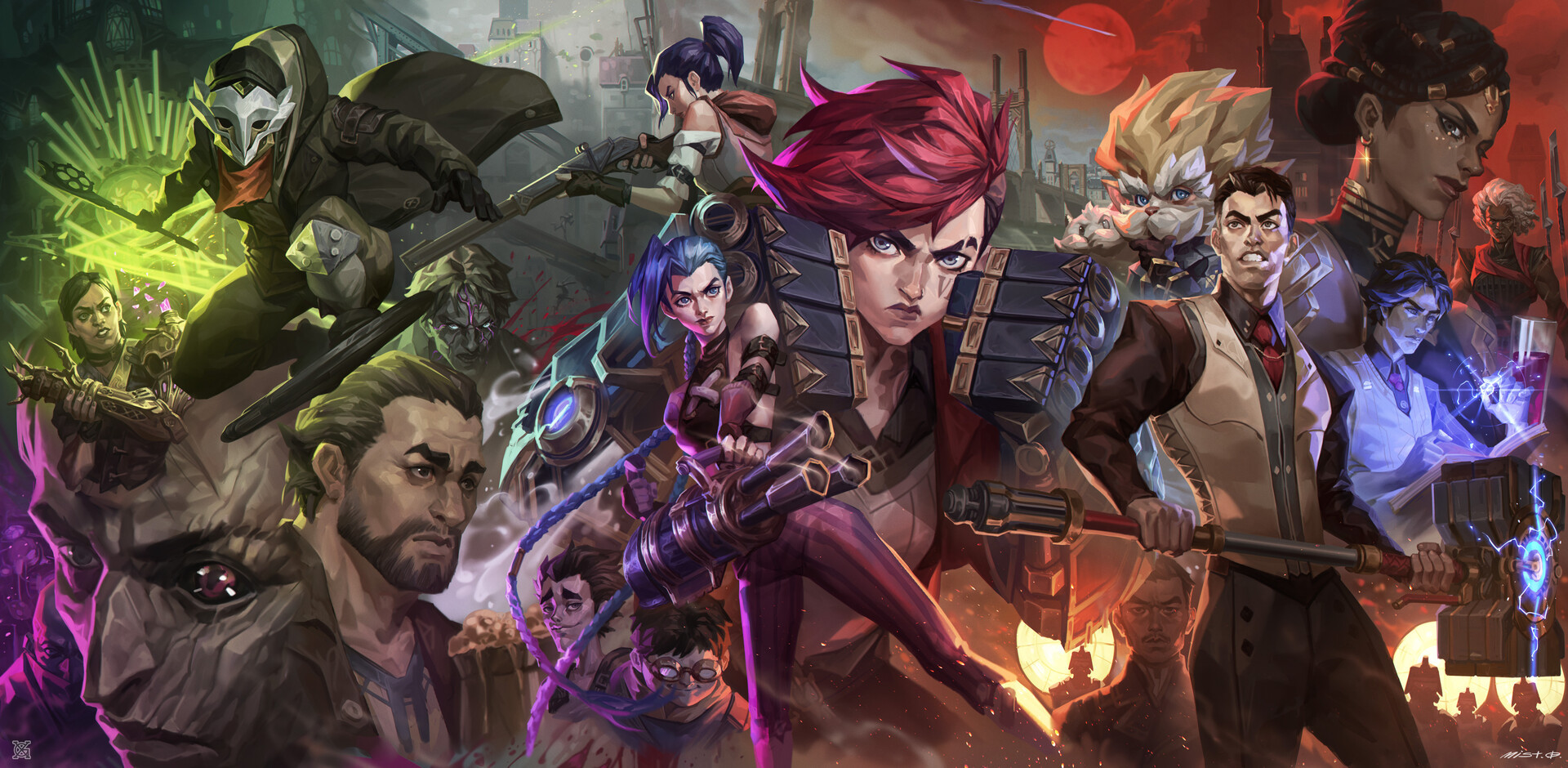 Arcane - Mist XG, League of legends, Arcane, Jinx, VI, , , Caitlin, , Animated series, Art