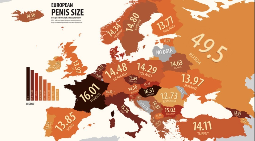 Мужские половые органы. Кто впереди планеты всей? - Статистика, Анатомия, Карты, Гениталии, Длиннопост