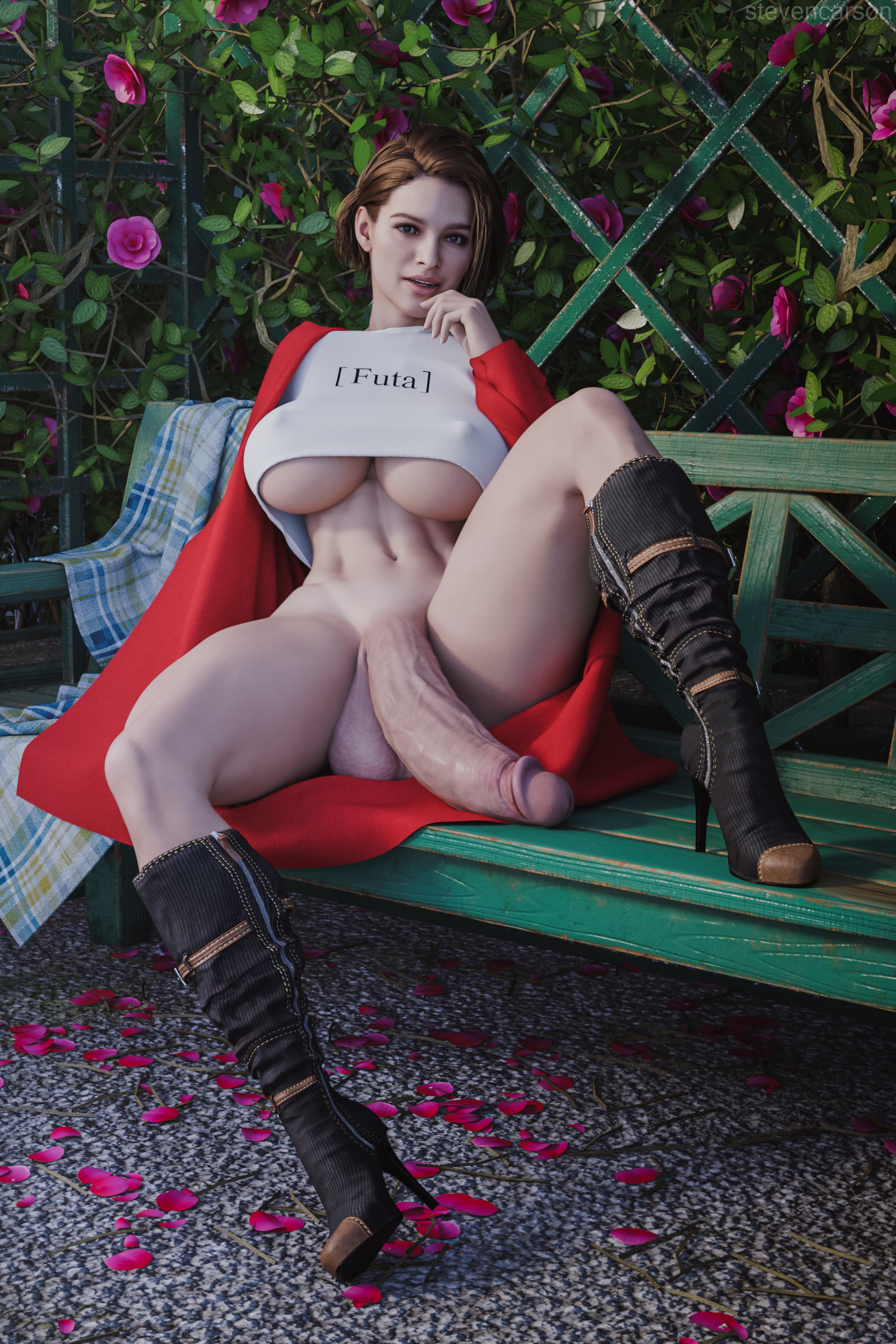 Jill valentine - NSFW, Its a trap!, Futanari, Futa art, Big dick futa, Jill valentine, Triss Merigold, Elizabeth, Resident evil, Stevencarson, Longpost