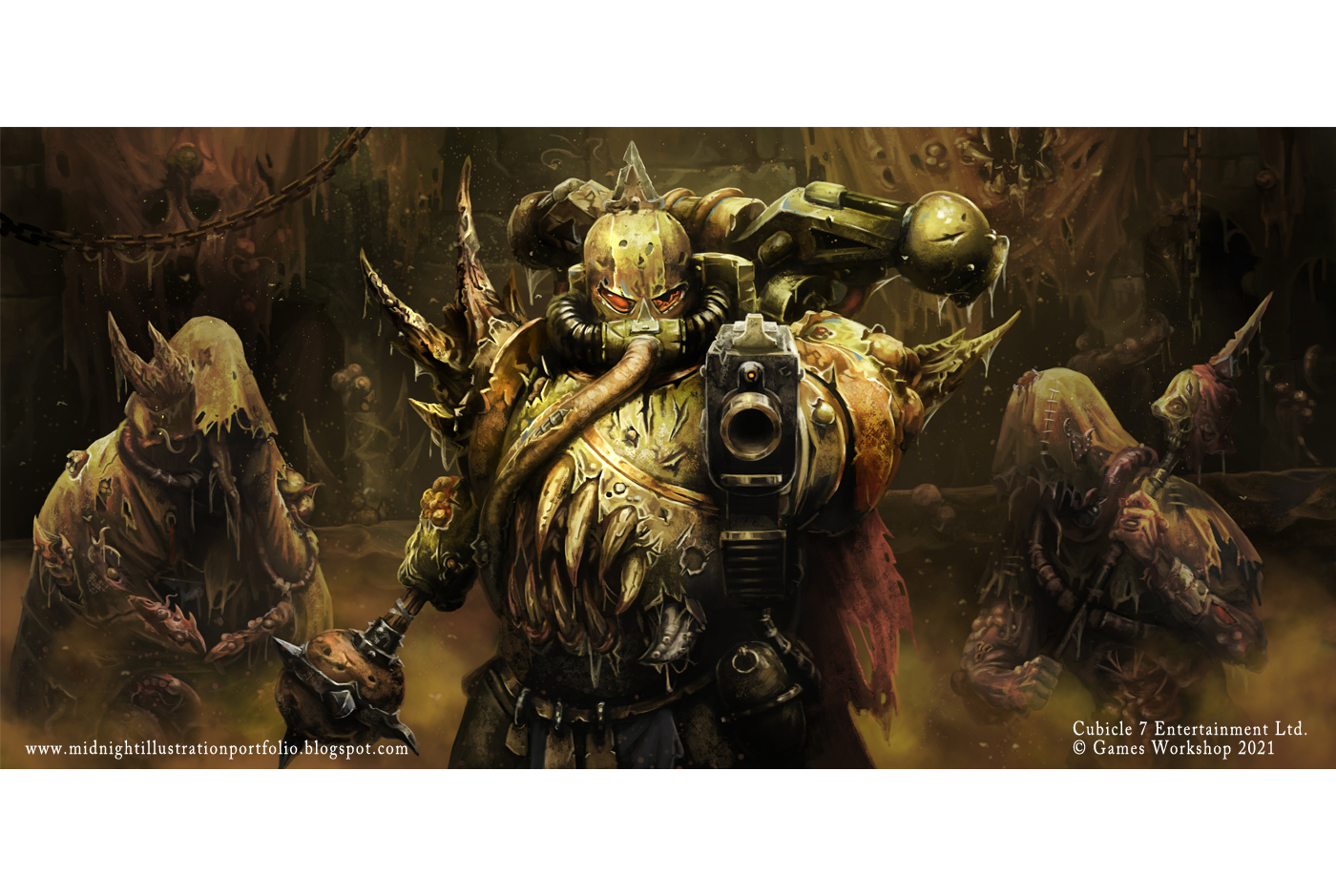 Wh40k Art by Sam Manley - Warhammer 40k, Wh Art, Длиннопост, Sam Manley, Нургл, Нурглинг, Plague marine, Adeptus Astartes, Comissars, Псайкер, Сервочереп, Servitor, Chaos cultists, Adeptus Ministorum