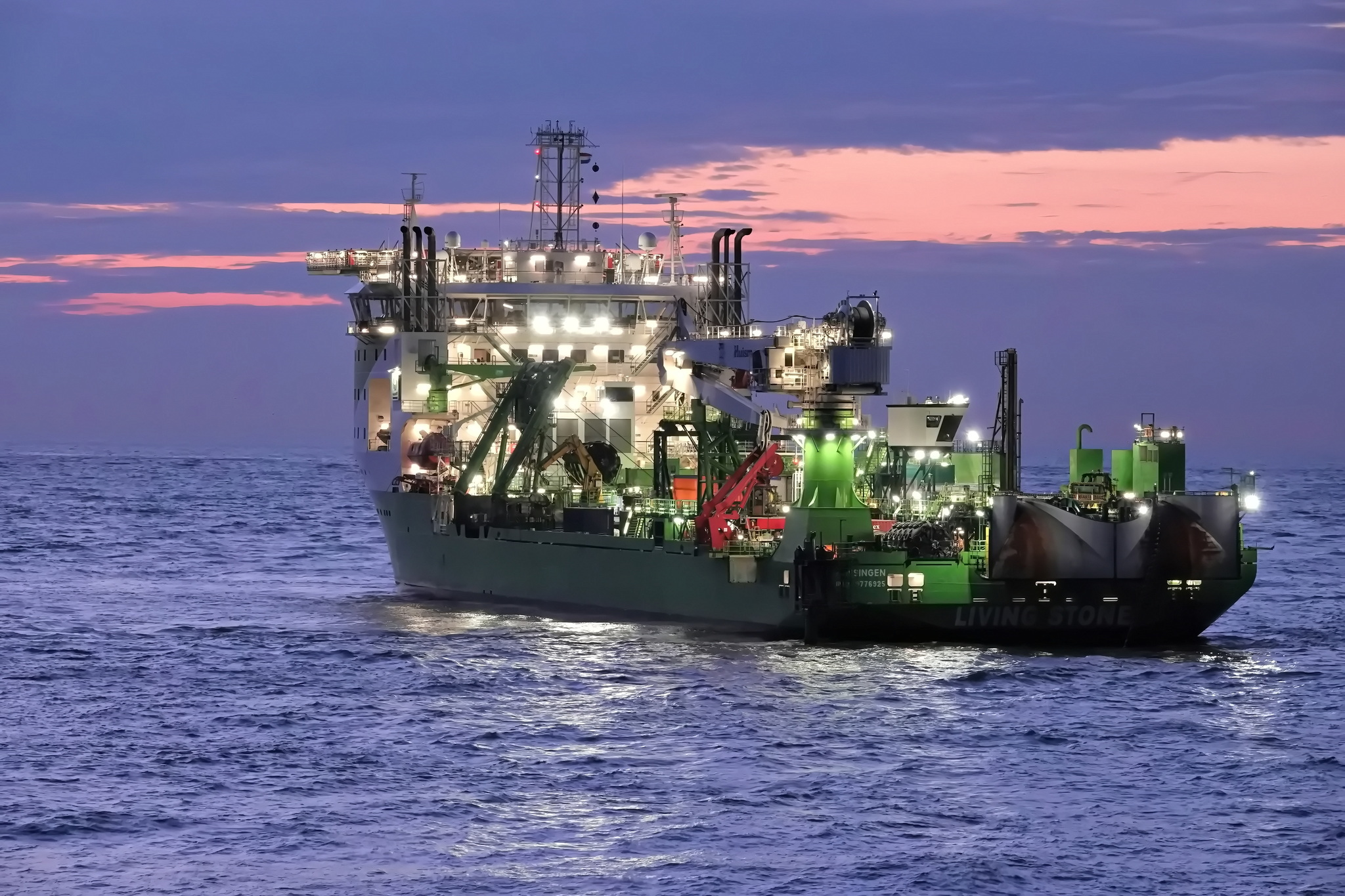 Sunset on the North Sea - My, Sunset, Sea, Ship