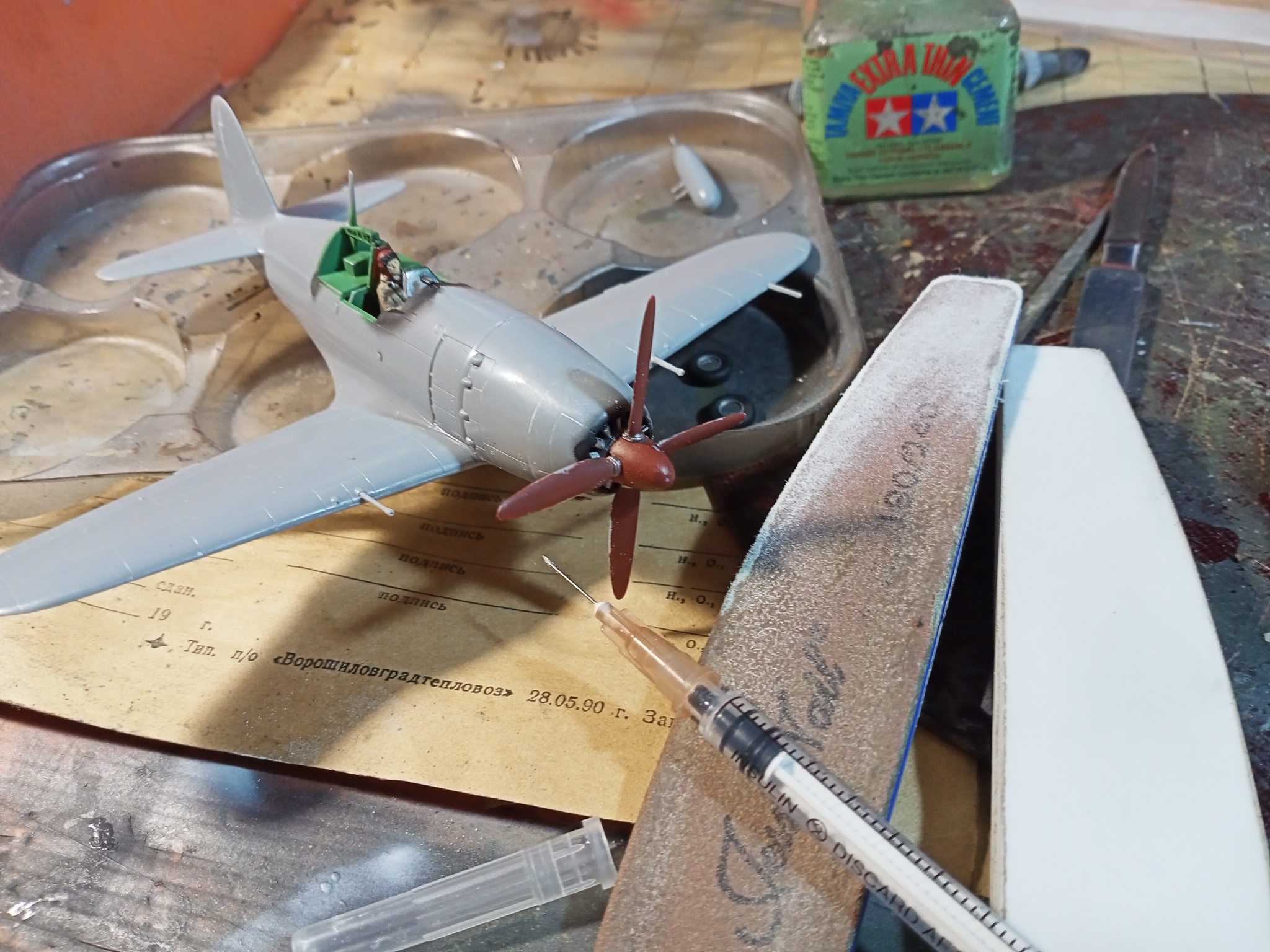 Mitsubishi J2M3 Raiden (1/72 Hasegawa). - My, Modeling, Stand modeling, Aircraft modeling, Prefabricated model, Assembly, Airbrushing, Miniature, Airplane, Aviation, The Second World War, Japan, With your own hands, Needlework with process, Needlework, Hobby, Fighter, Longpost