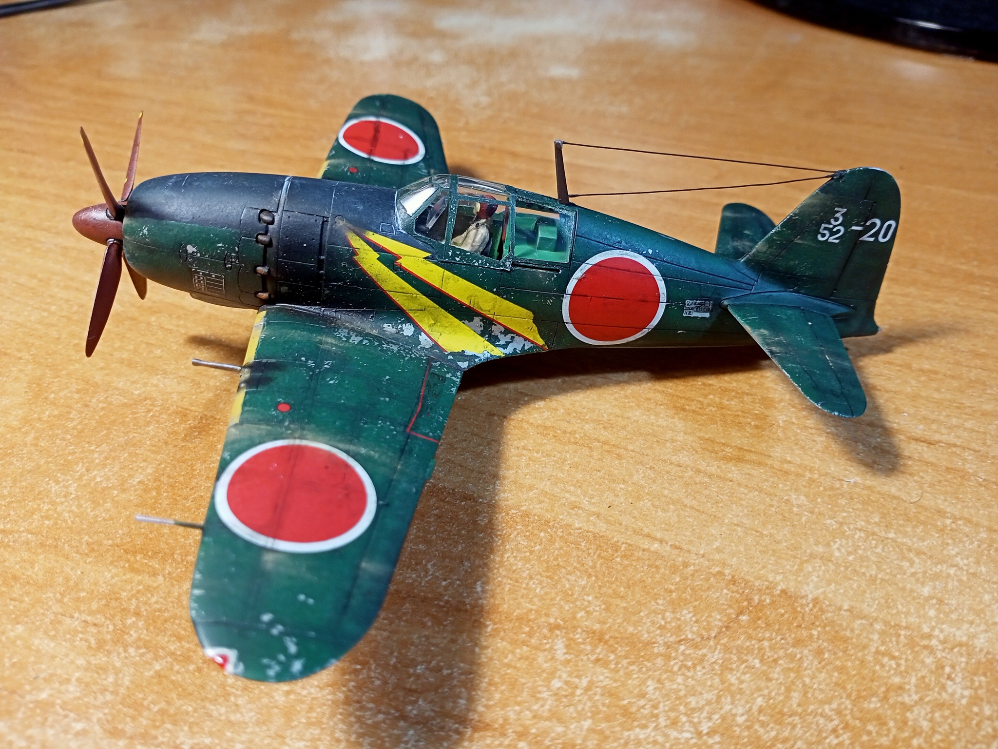 Mitsubishi J2M3 Raiden (1/72 Hasegawa). - My, Modeling, Stand modeling, Aircraft modeling, Prefabricated model, Assembly, Airbrushing, Miniature, Airplane, Aviation, The Second World War, Japan, With your own hands, Needlework with process, Needlework, Hobby, Fighter, Longpost