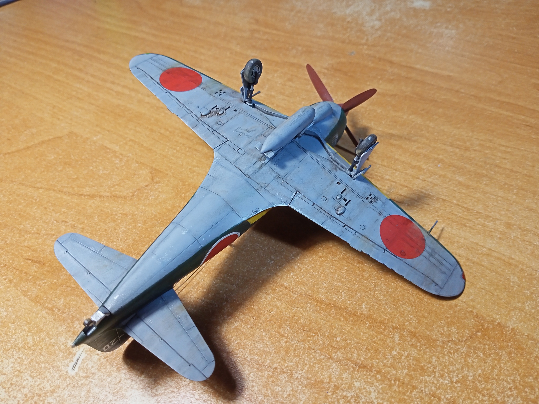 Mitsubishi J2M3 Raiden (1/72 Hasegawa). - My, Modeling, Stand modeling, Aircraft modeling, Prefabricated model, Assembly, Airbrushing, Miniature, Airplane, Aviation, The Second World War, Japan, With your own hands, Needlework with process, Needlework, Hobby, Fighter, Longpost