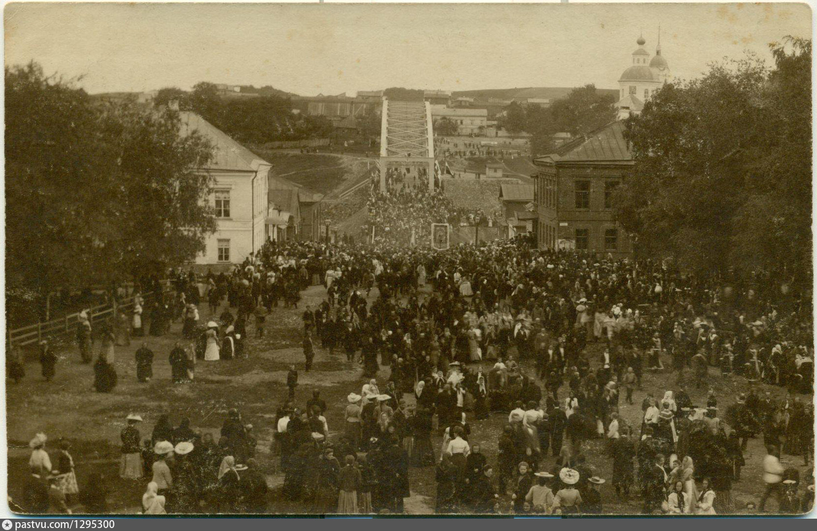 Procession in the city of Borovichi - My, Colorization, Photo restoration, Old photo, Story, Российская империя, Borovichi, Novgorod region, Procession