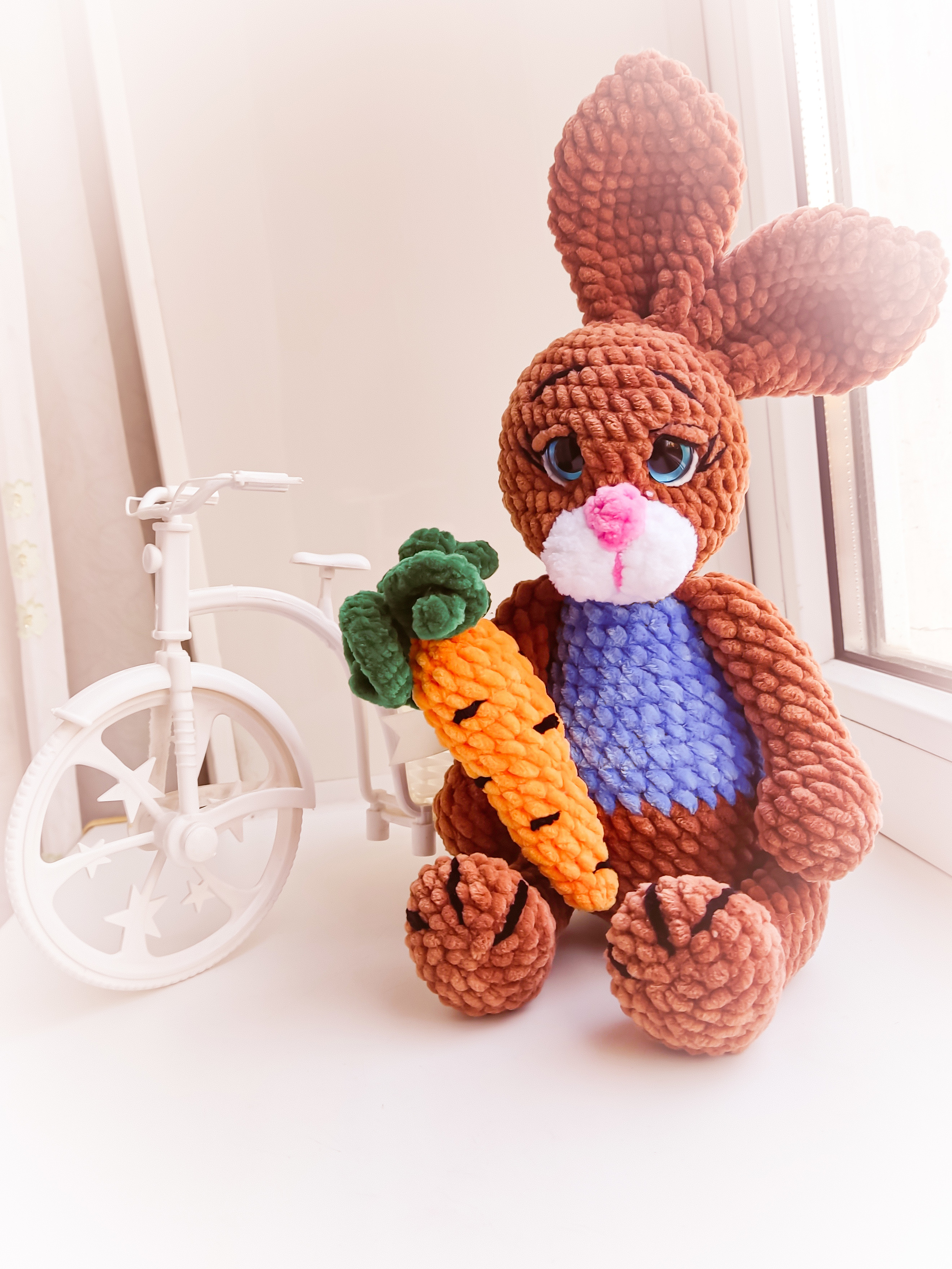 Chocolate Bunny - My, Knitted toys, Crochet, Knitting, Needlework, Hook, With your own hands, Needlework without process, Hare, Plush Toys, Longpost