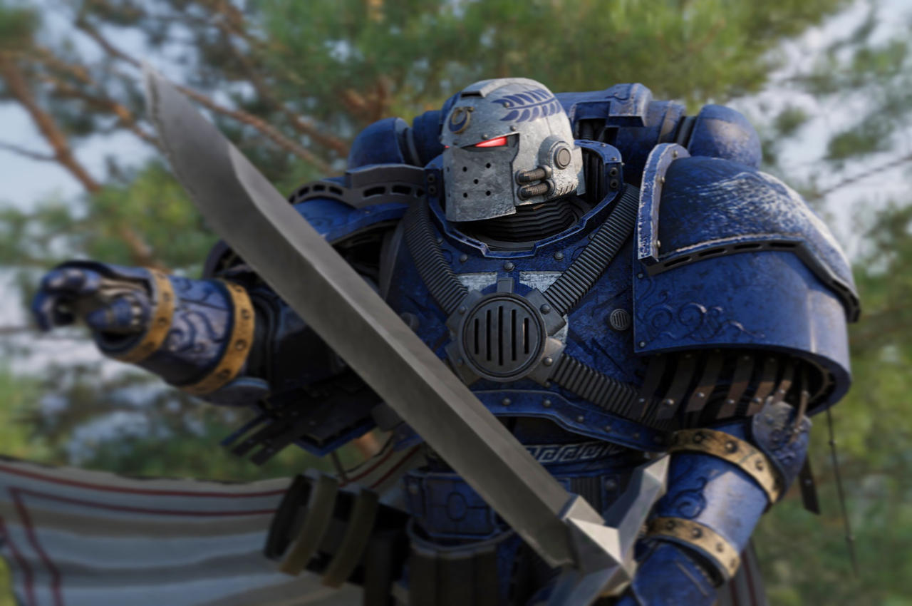 С легкой претензией на реализм - Warhammer 40k, Adeptus Astartes, Ultramarines, Wh Art, 3D графика