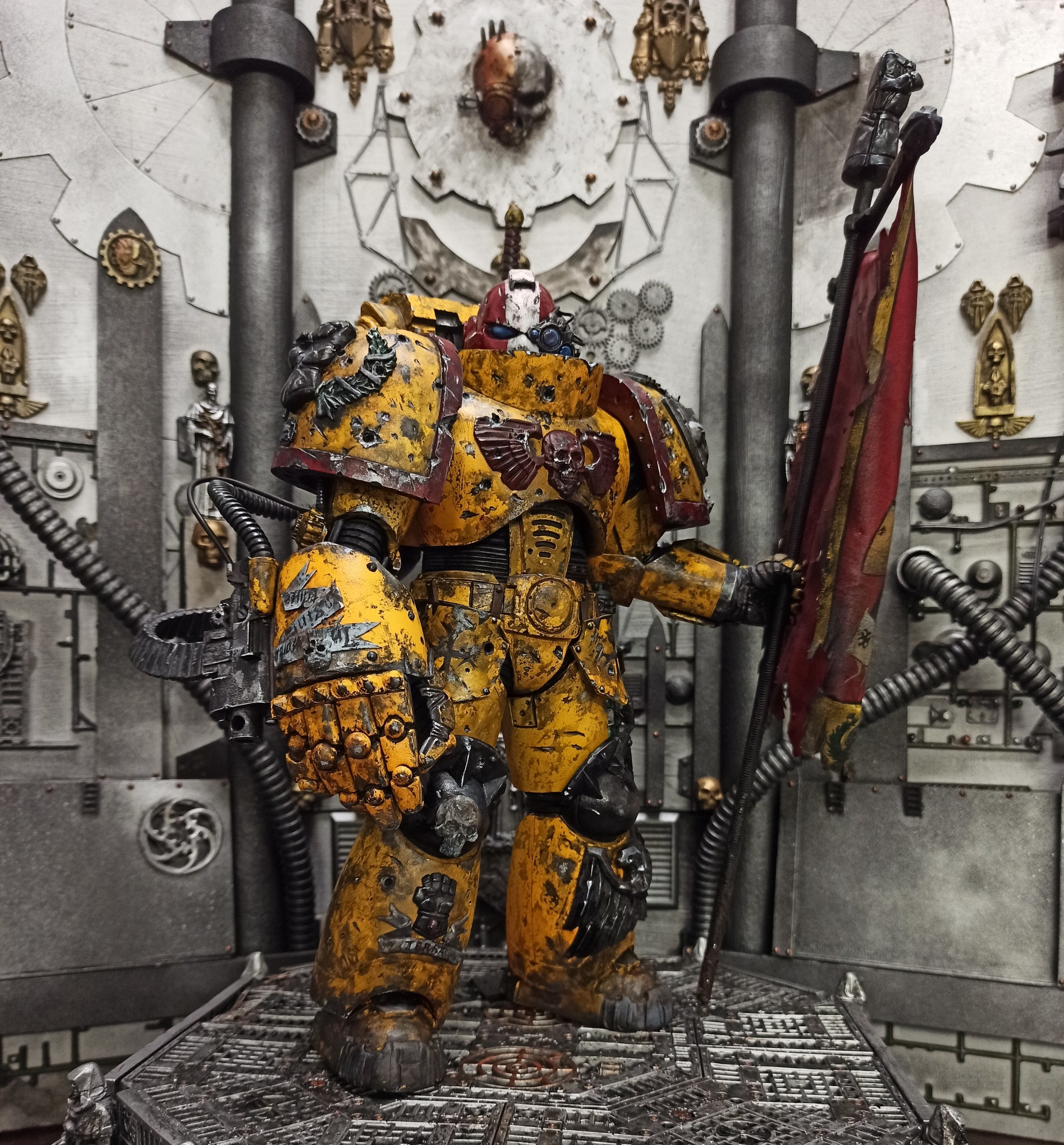 Veteran Sergeant of the Imperial Fists - My, Warhammer 40k, Modeling, Miniature, Painting miniatures, Hobby, Collecting, Warhammer, With your own hands, Longpost