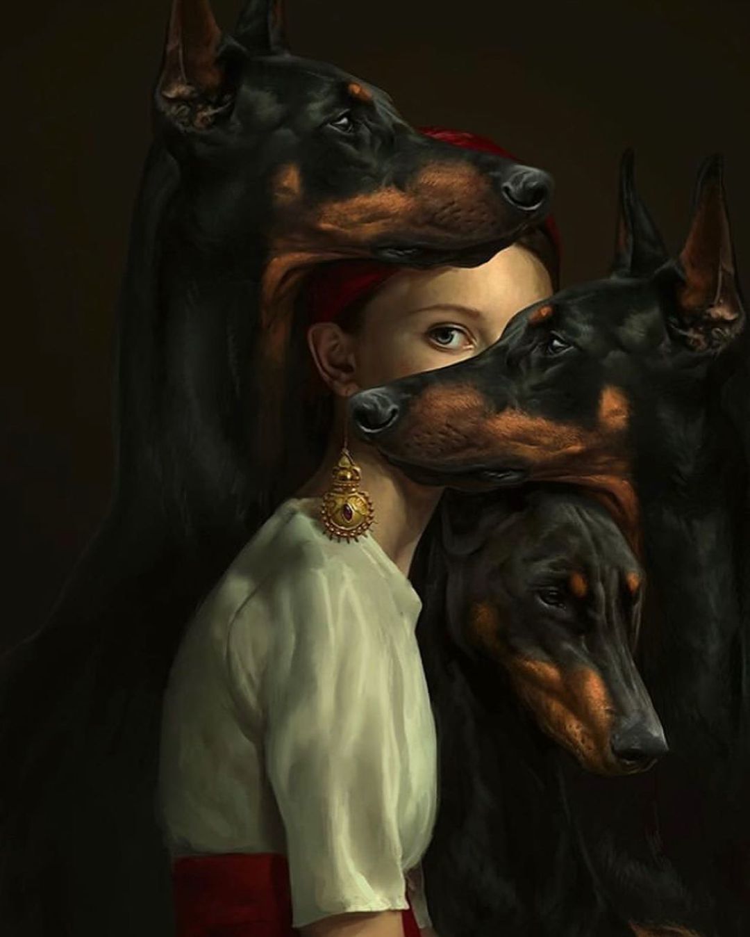 Repeating a painting by a Turkish artist - My, Art, Concept Art, The photo, Dog, Painting, Portrait, Longpost, Insulation, Aykut Aydogdu