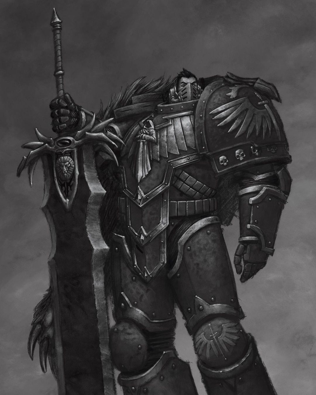 Pre-Heresy Dark Angel by Daniel Rosa Tauroni - Daniel Rosa, Adeptus Astartes, Dark Angels, Preheresy, Horus heresy, Warhammer 40k, Wh Art, Drawing process, Longpost