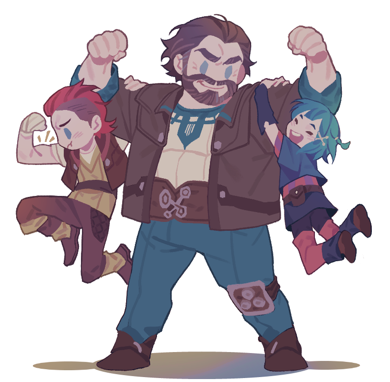 Wander and the children - Art, Anime art, Anime, Jinx, VI, League of legends, Arcane, Ncj0810, Vander