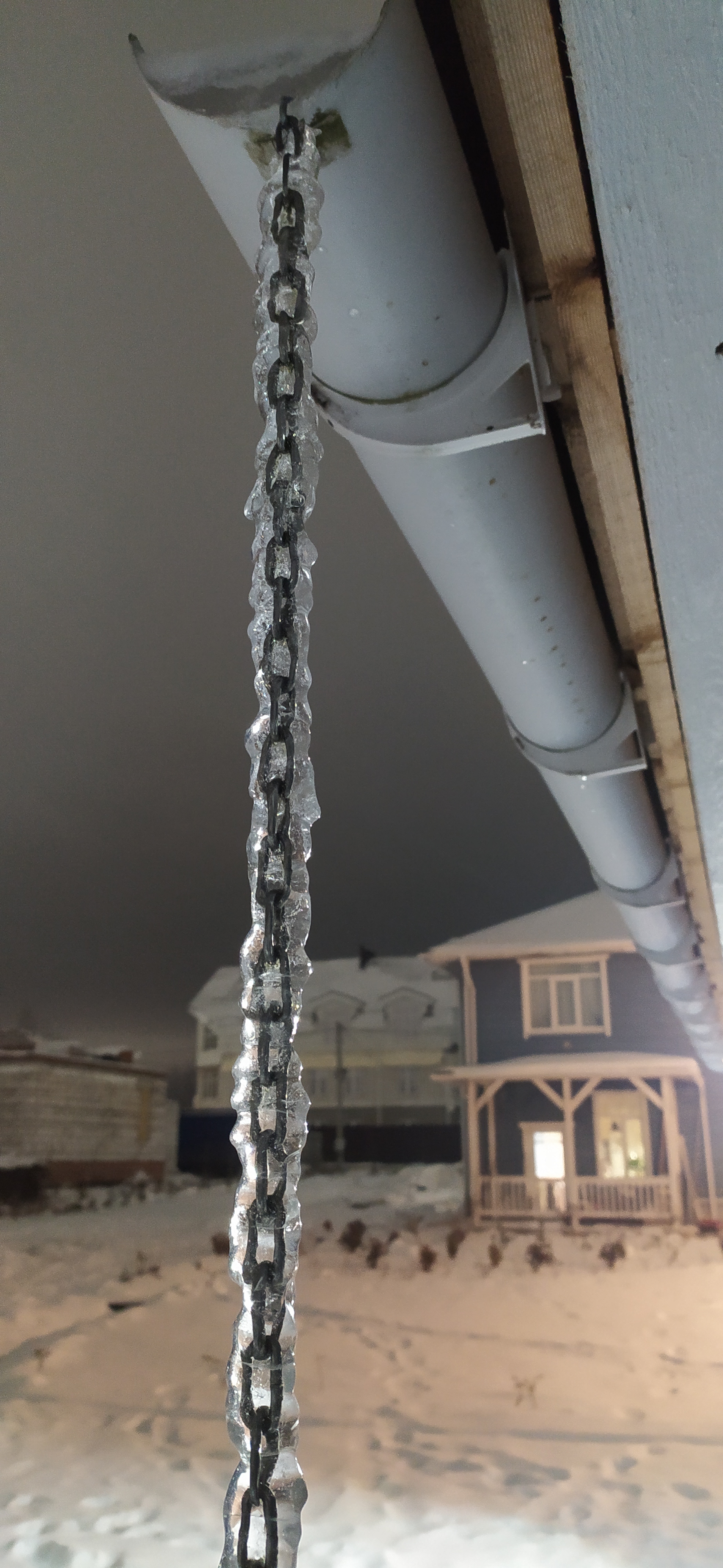 Chain gutter - My, Gutter, Chain, With your own hands, Building, Laziness, Video, Longpost