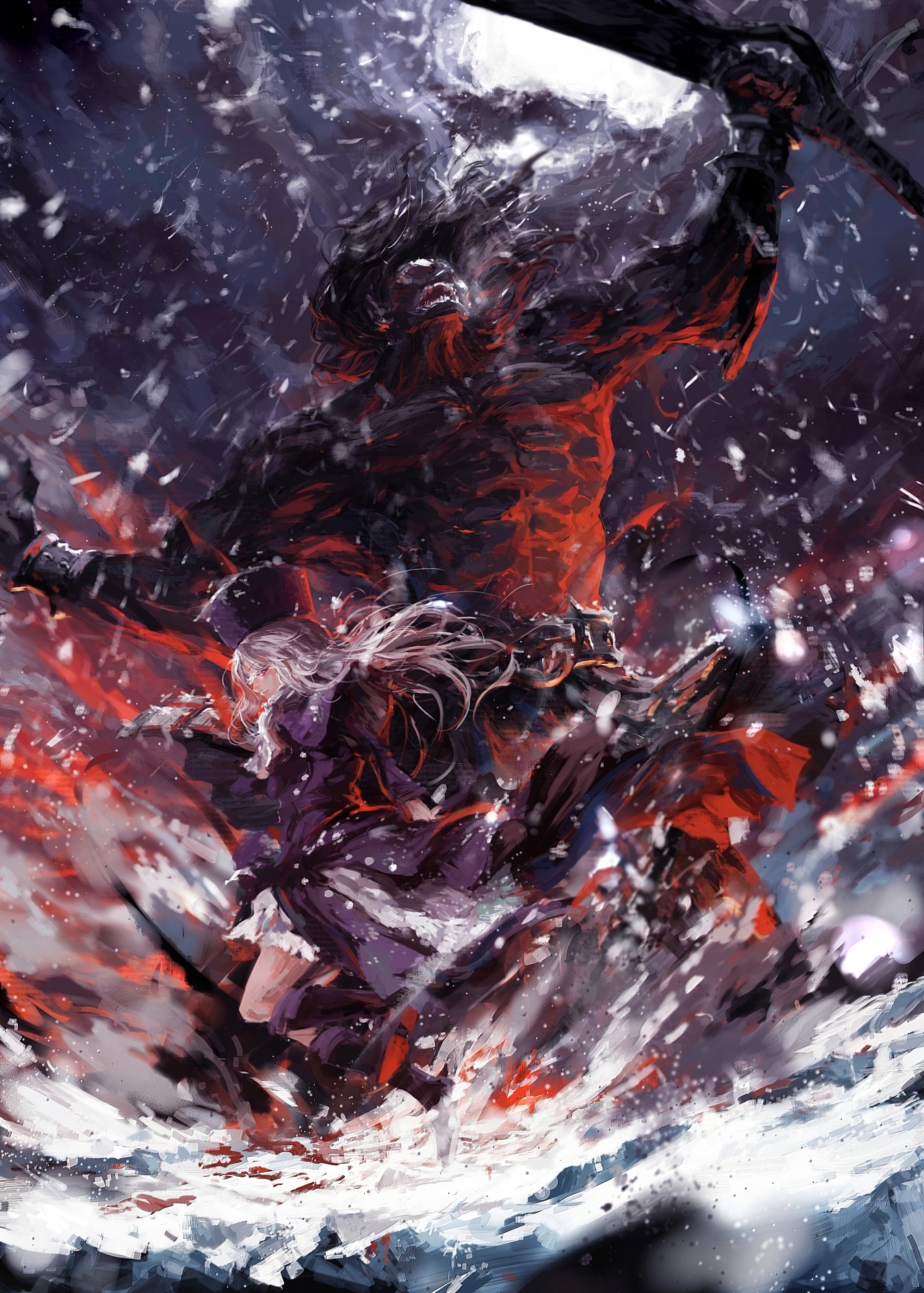 Berserker - Аниме, Anime Art, Fate, Fate-Stay Night, Illyasviel Von Einzbern, Berserker, Зима, Снег