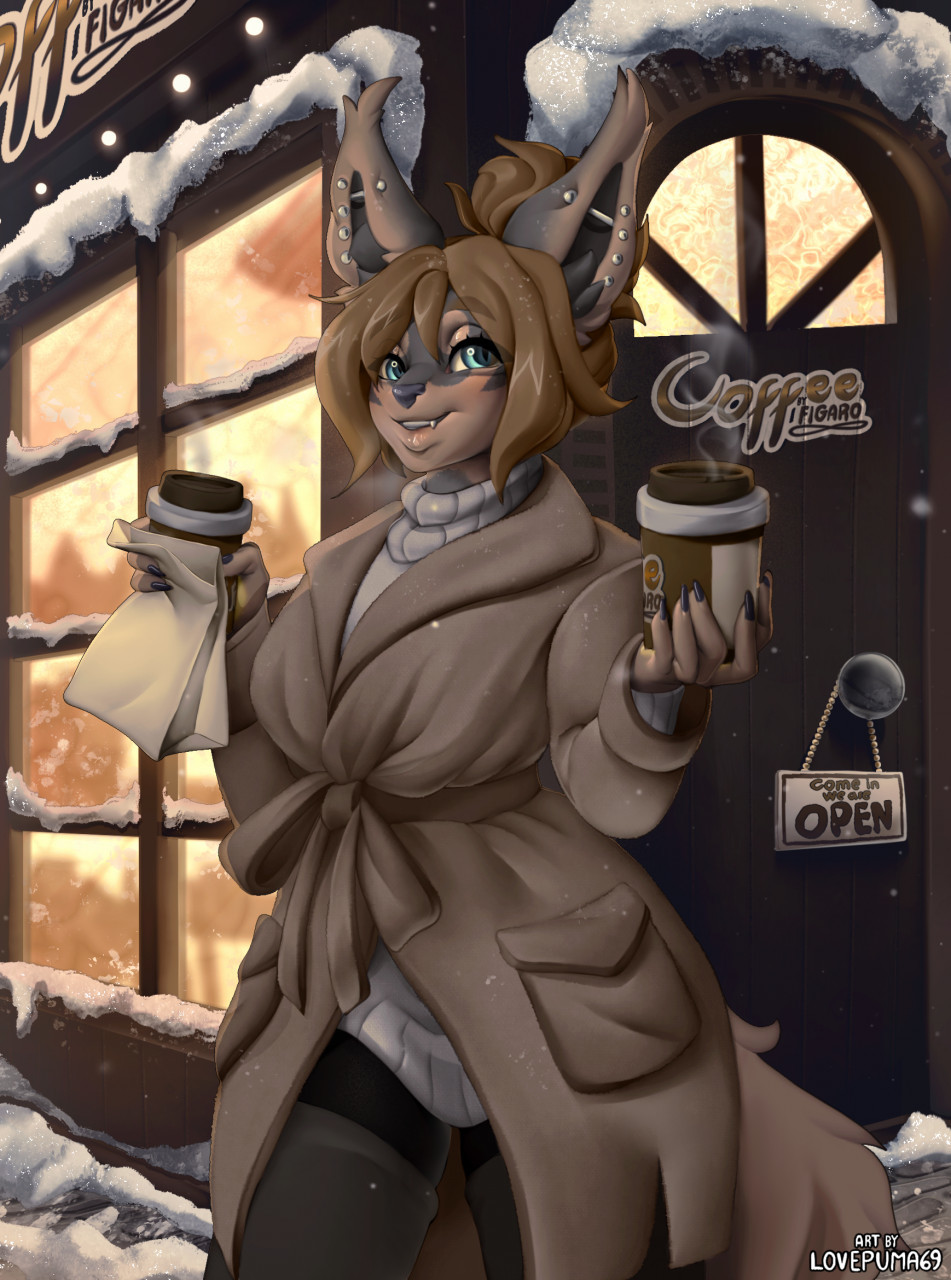 Coffee - Furry, Anthro, Art, Furry feline, Lovepuma69