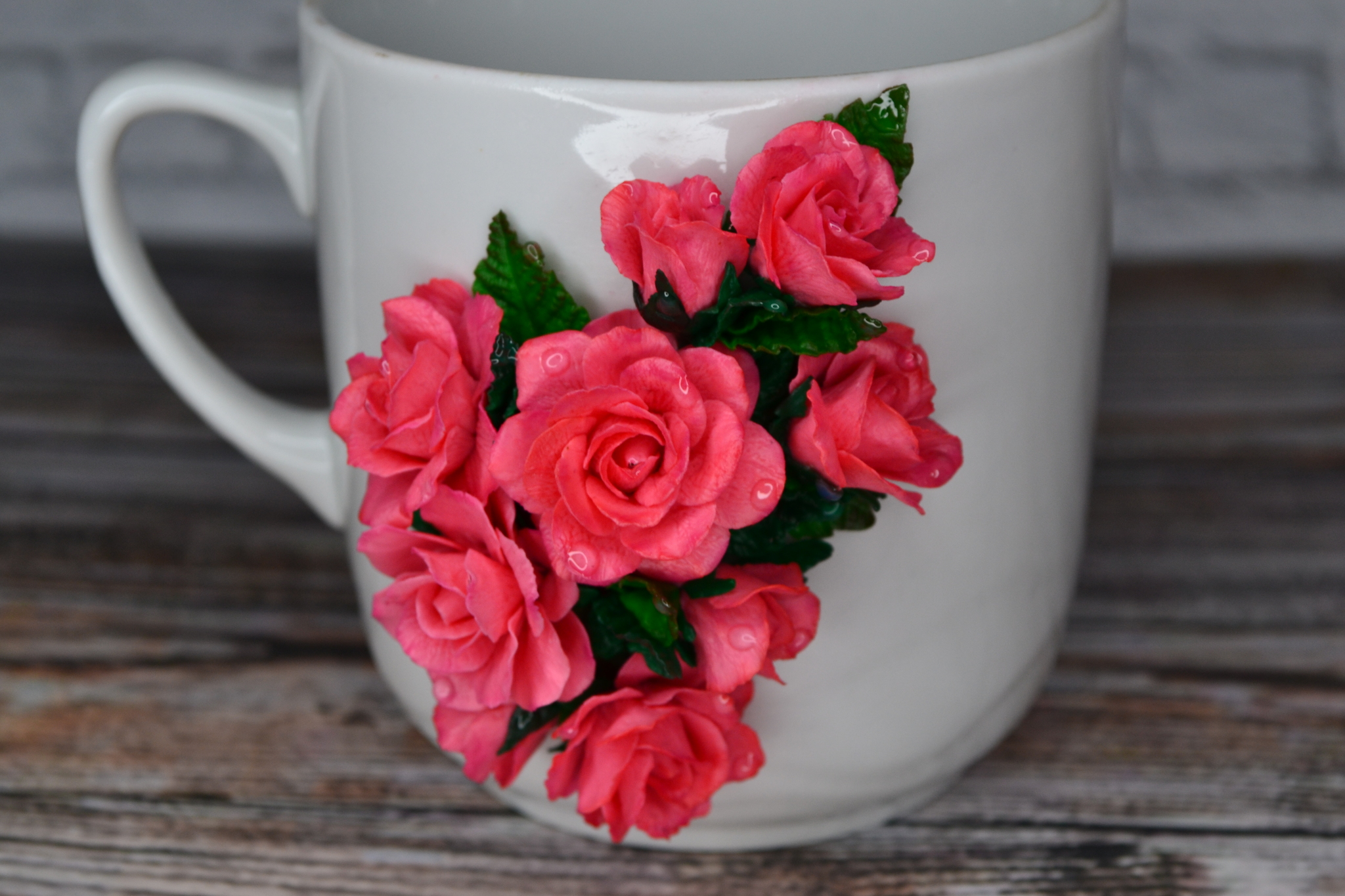 To the Rose Lover - My, the Rose, Needlework without process, Handmade, With your own hands, Bouquet, Flower bed, Flowers, Holidays, Presents, Mug with decor, Кружки