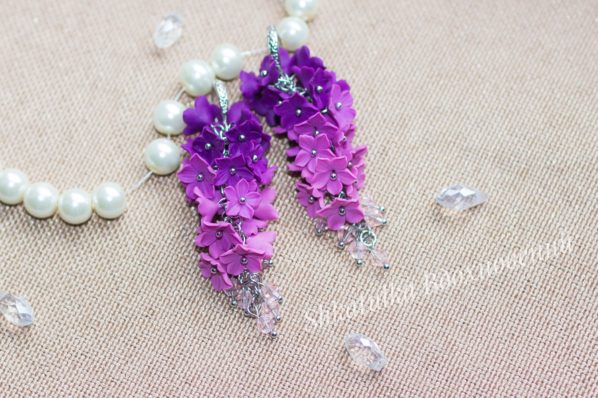 Long earrings with flowers - My, Earrings, Flowers, Decoration, Holidays, Something Bright, Image